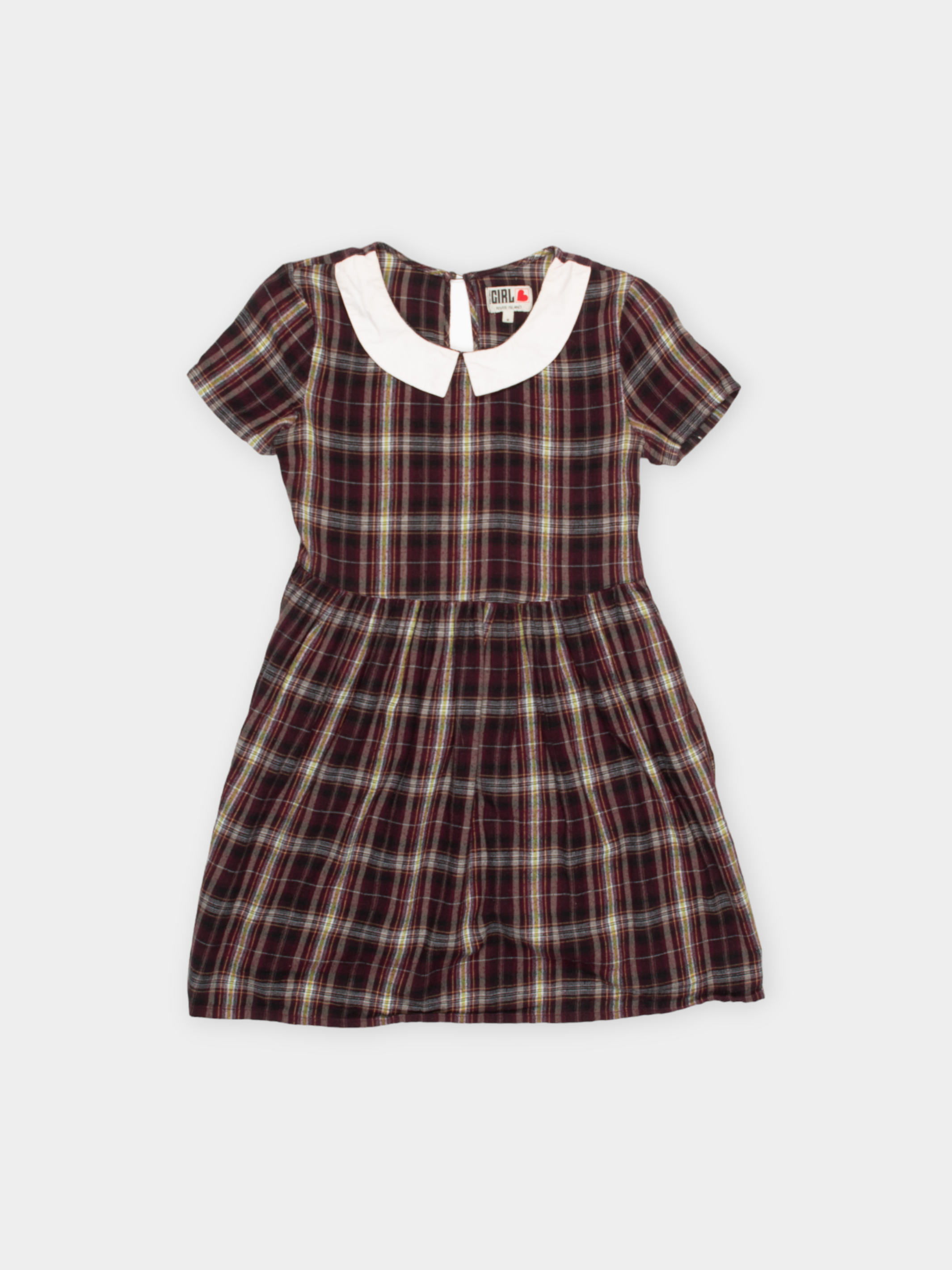 burgundy peter pan collar dress Vintage Chelsea Girl Checkered Girls Size 8 Plaid dress Color:Kapi Purple D 4.0 | Brown navy blue elegant satin wedding guest dress The design complements a