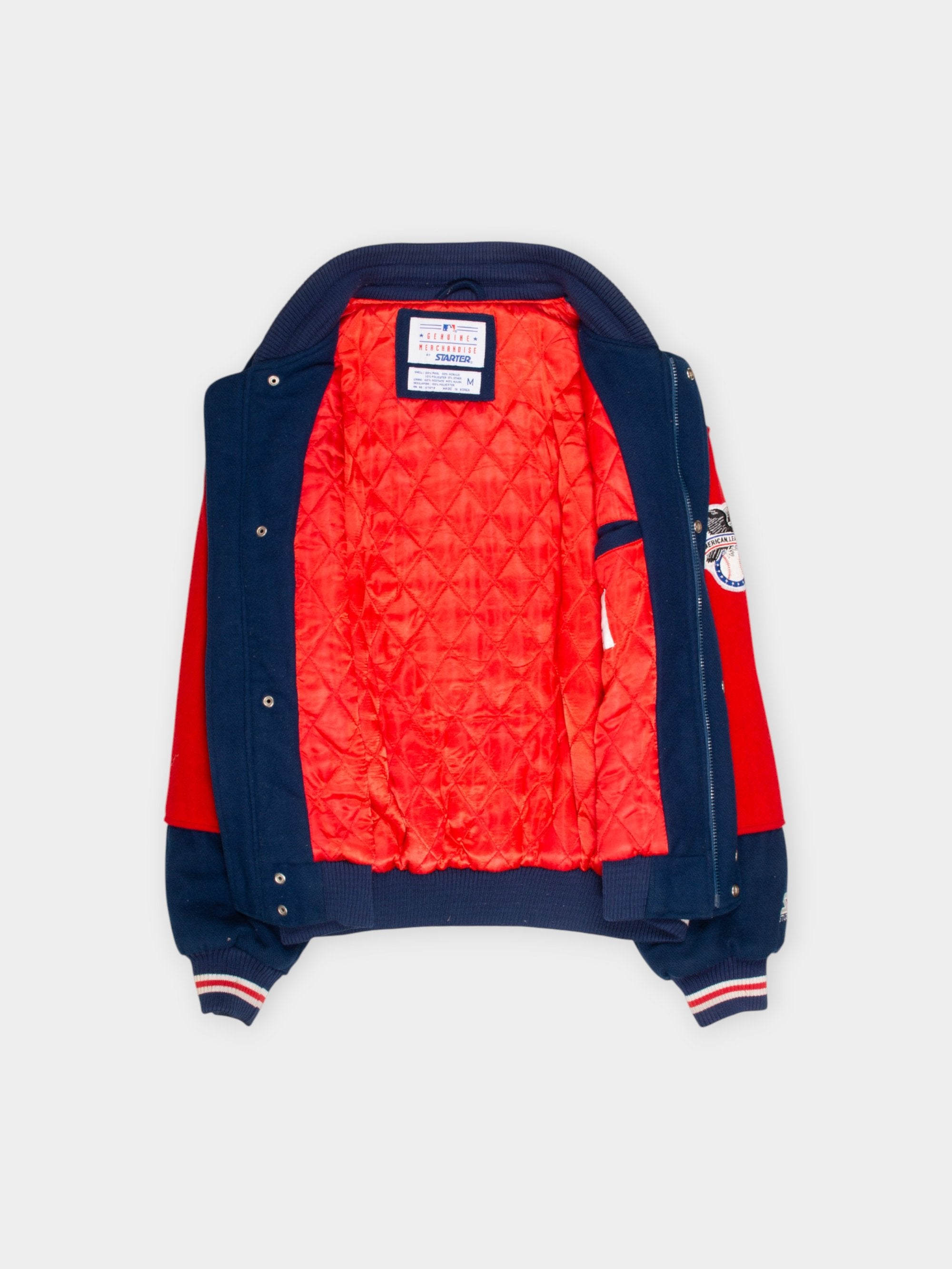 90s Red Sox Navy Wool Starter Varsity Jacket L - The Thrift