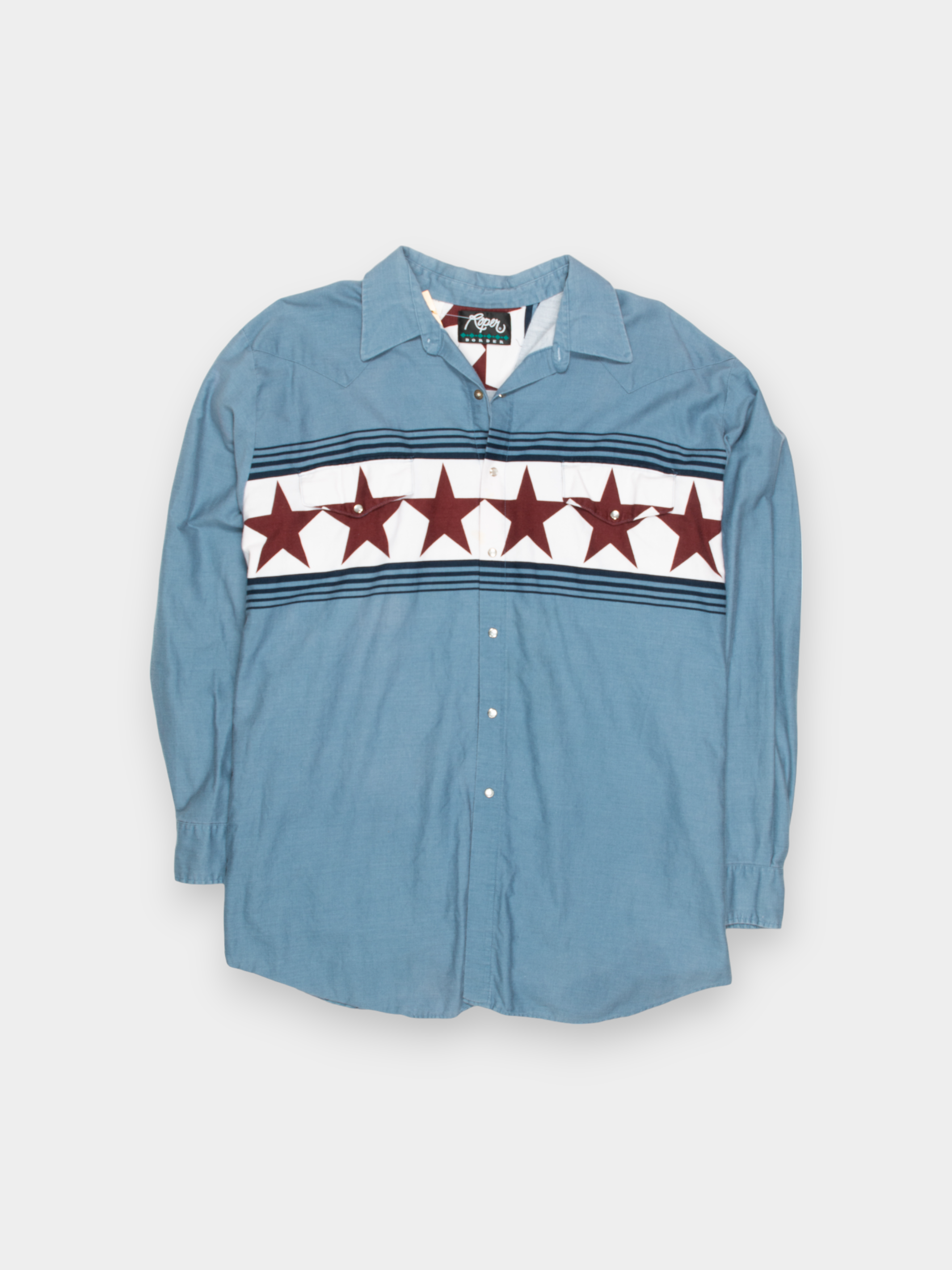 90s Roper Blue Cotton Western Shirt XXL - The Thrift