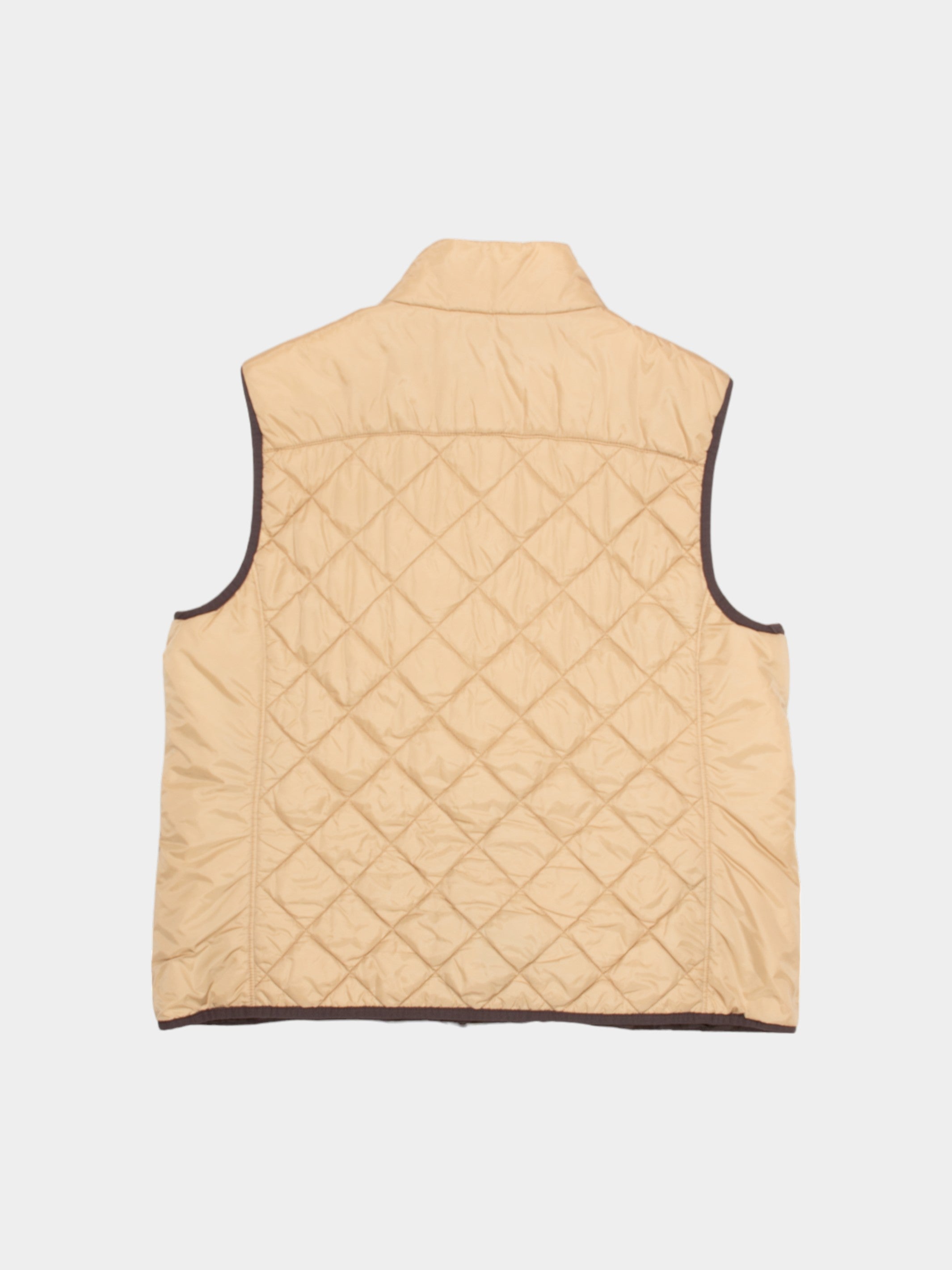00s Lands End Beige Quilted Sleeveless Vest Size M - The Thrift