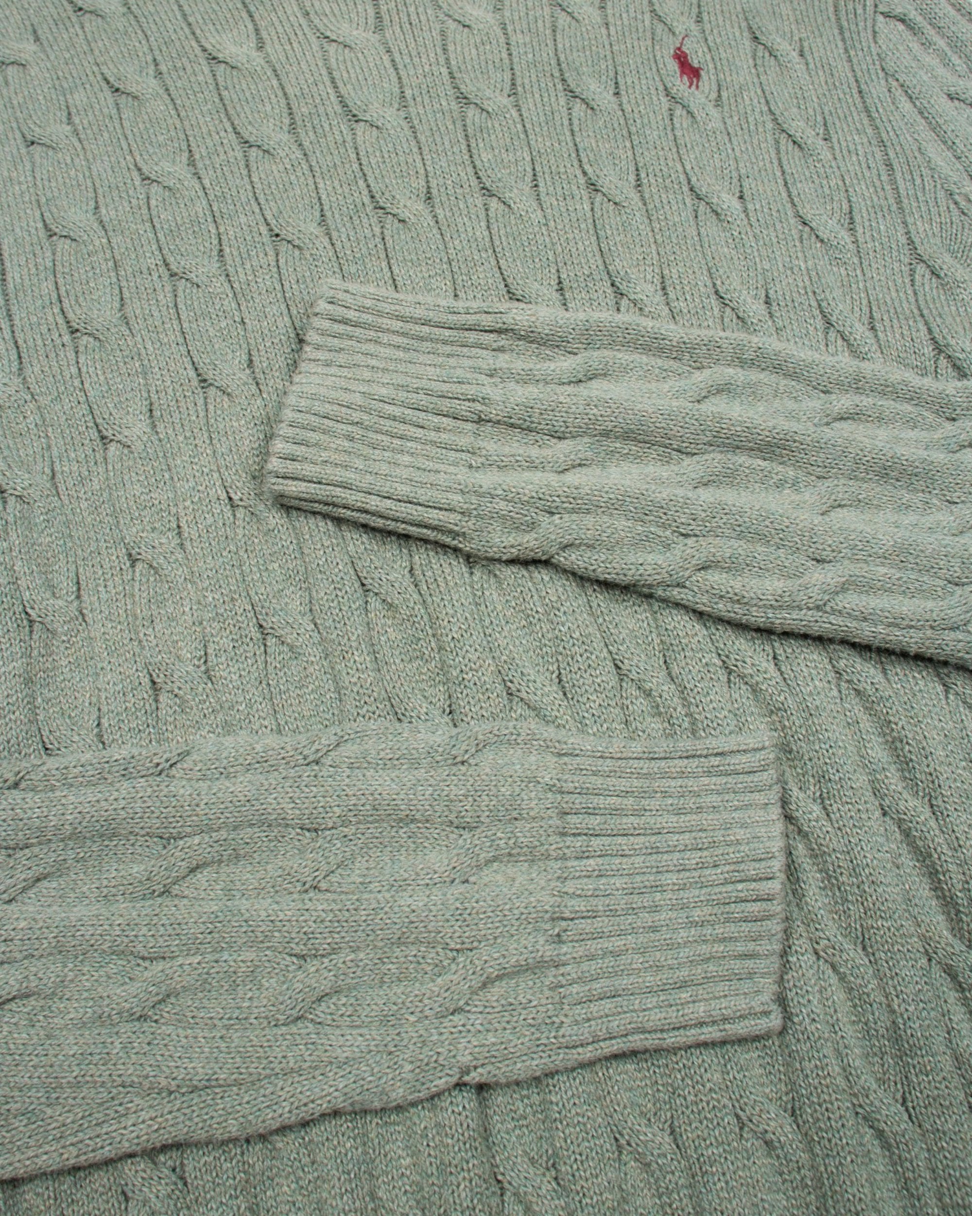 90s Polo Ralph Lauren Green Cable Knit Sweater XL - The Thrift