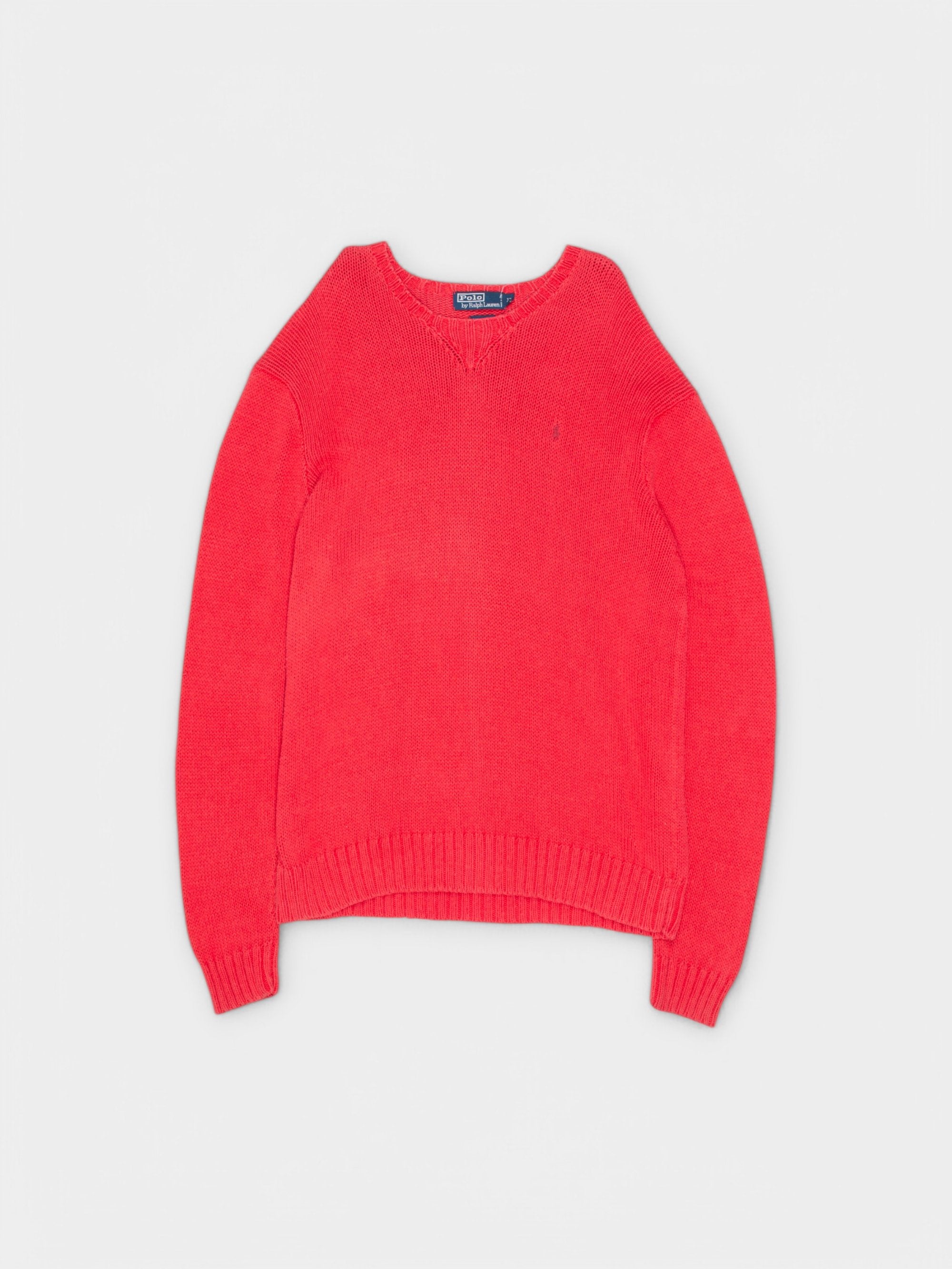 90s Polo Ralph Lauren Red Linen Sweater L - The Thrift