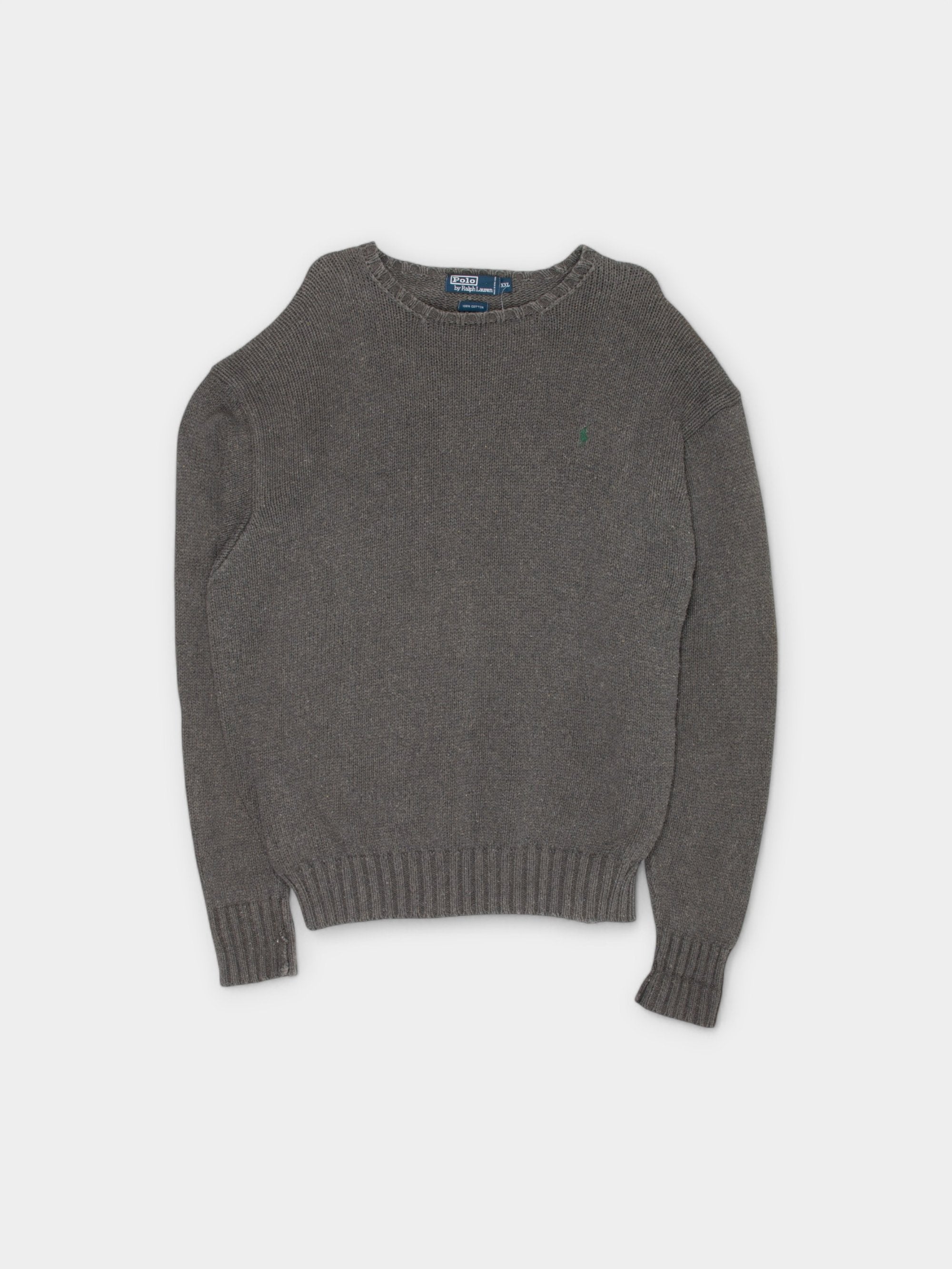 90s Polo Ralph Lauren Grey Knit Sweater XXL - The Thrift