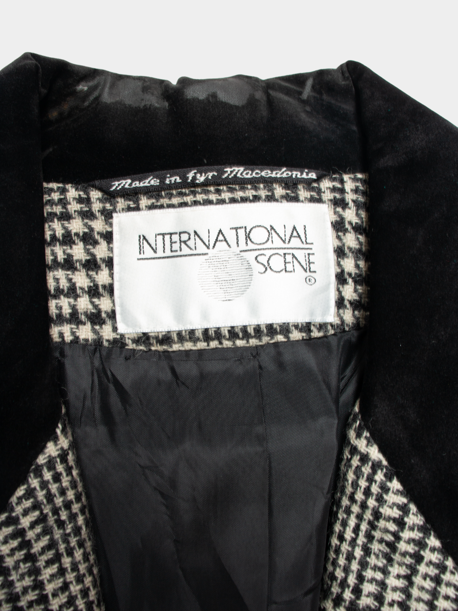 90s International Scene Black & White Plaid Vintage Blazer S - The Thrift