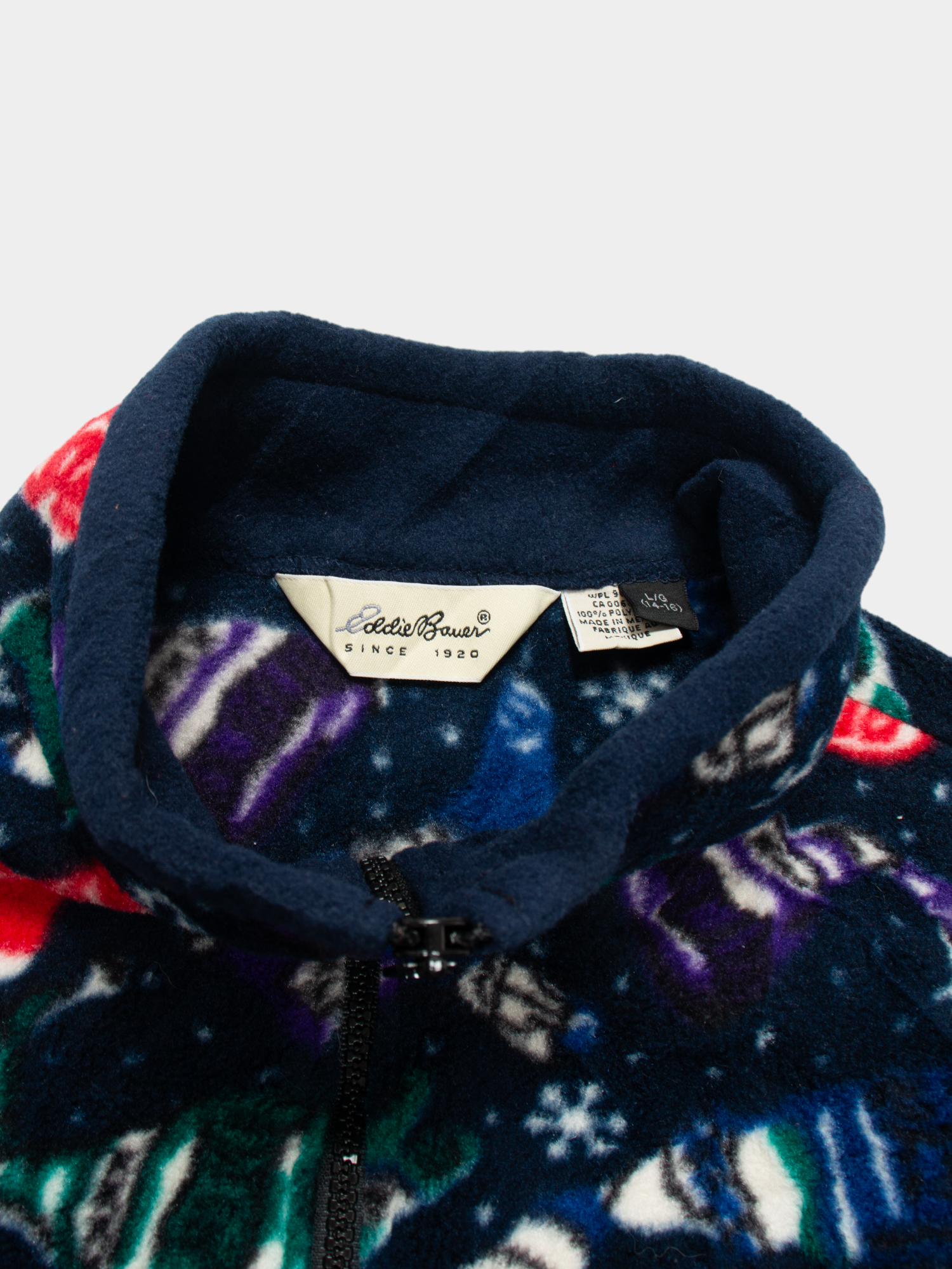 90s Eddie Bauer Blue Fleece Vest Mittens Motif L - The Thrift