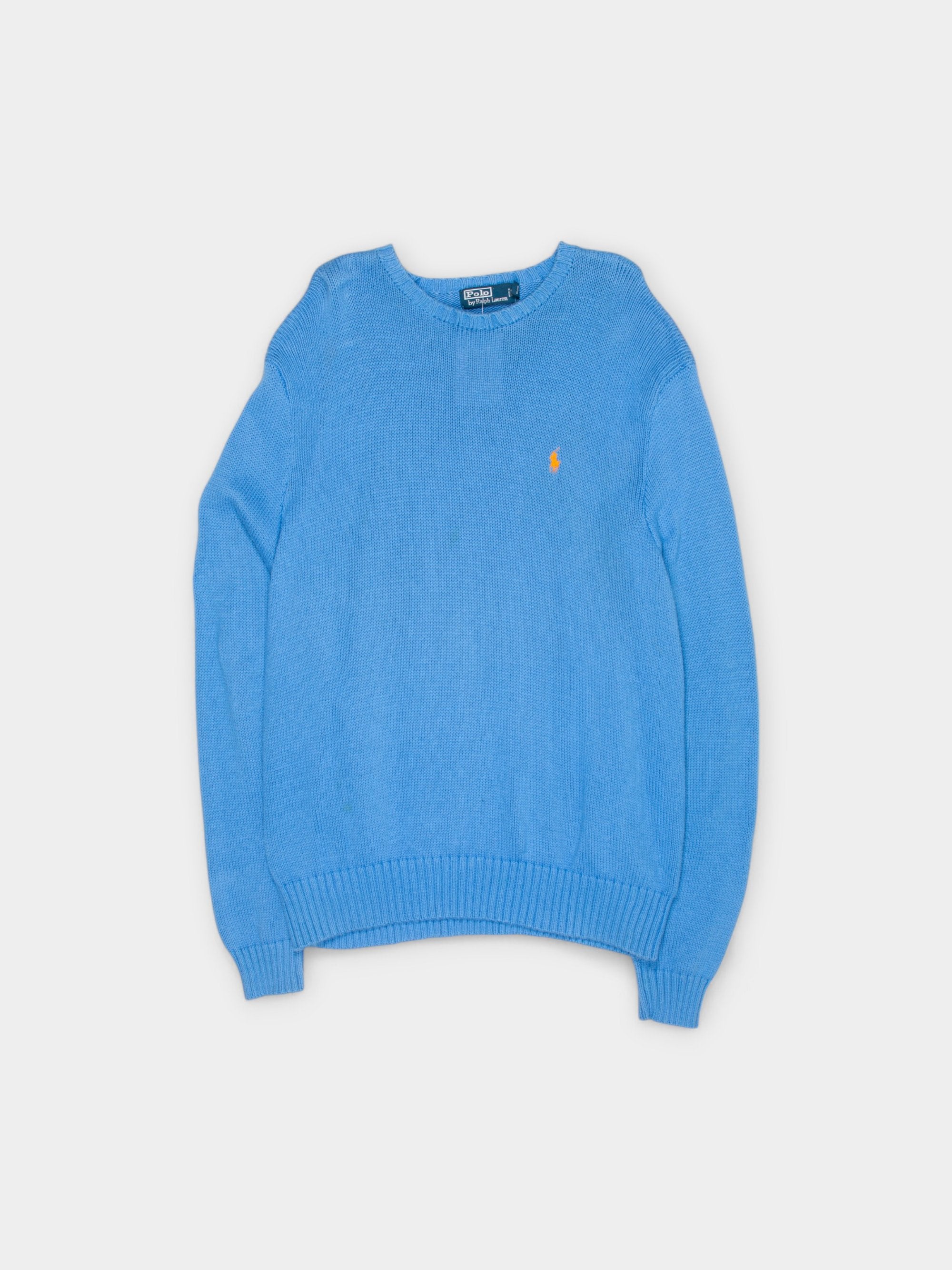 90s Polo Ralph Lauren Blue Cotton Sweater XXL - The Thrift