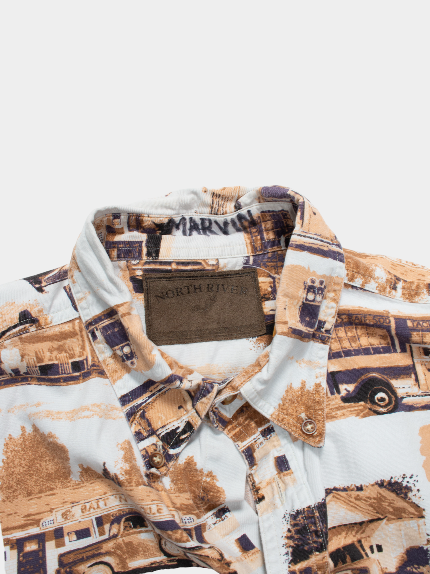 Vintage North River Multicoloured Car Print Button-Up Shirt L - The Thrift