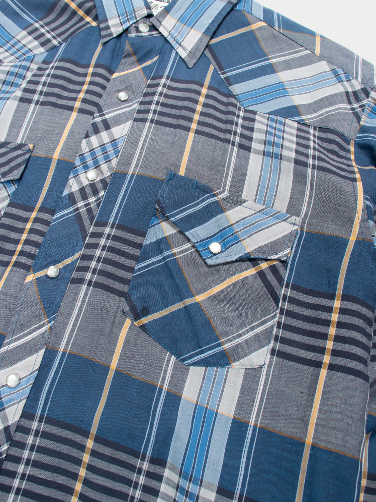 90s White Horse Navy Plaid Flannel Western Shirt M - The Thrift