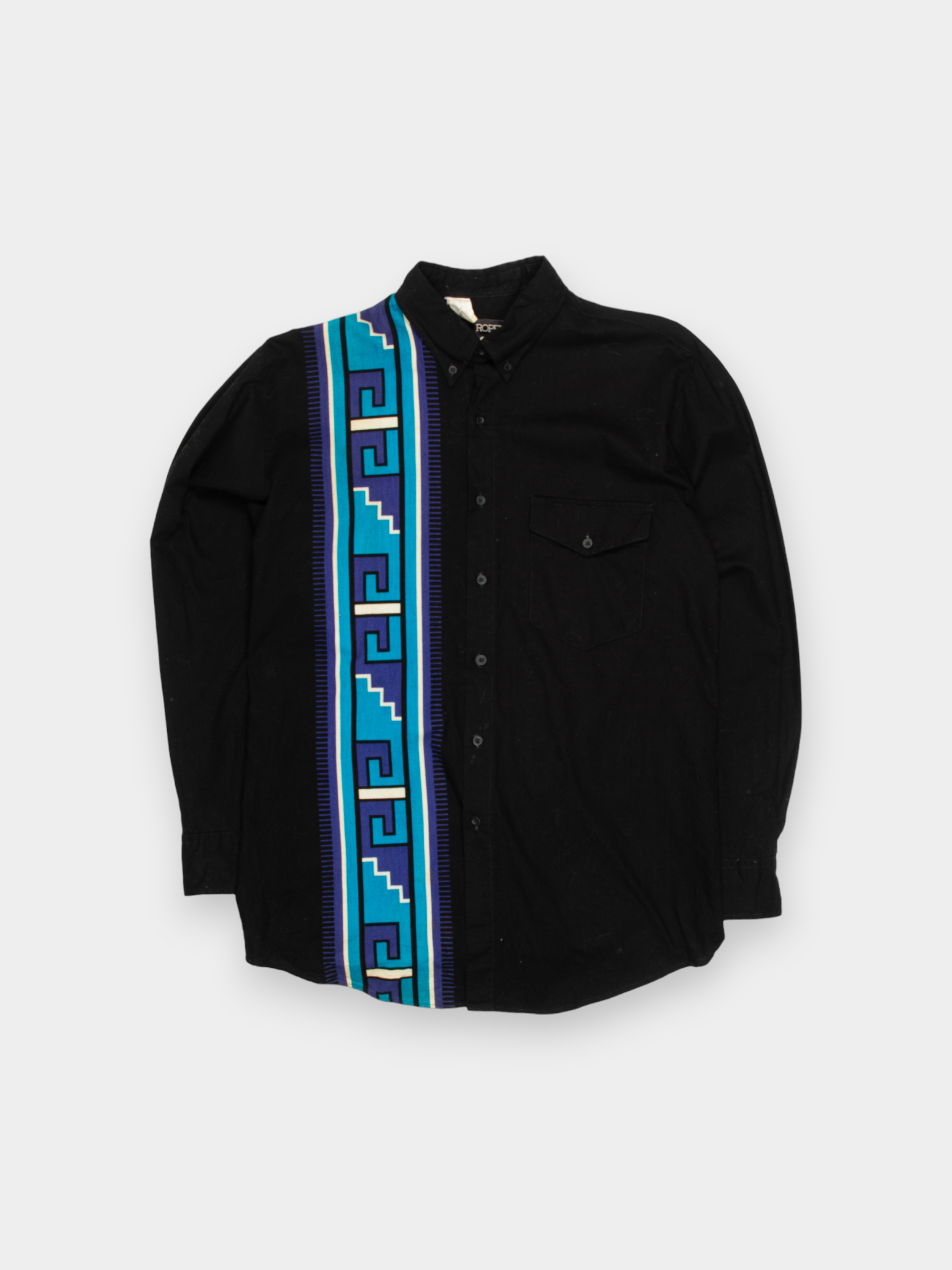 00s Roper Black Aztec Pattern Western Shirt M - The Thrift