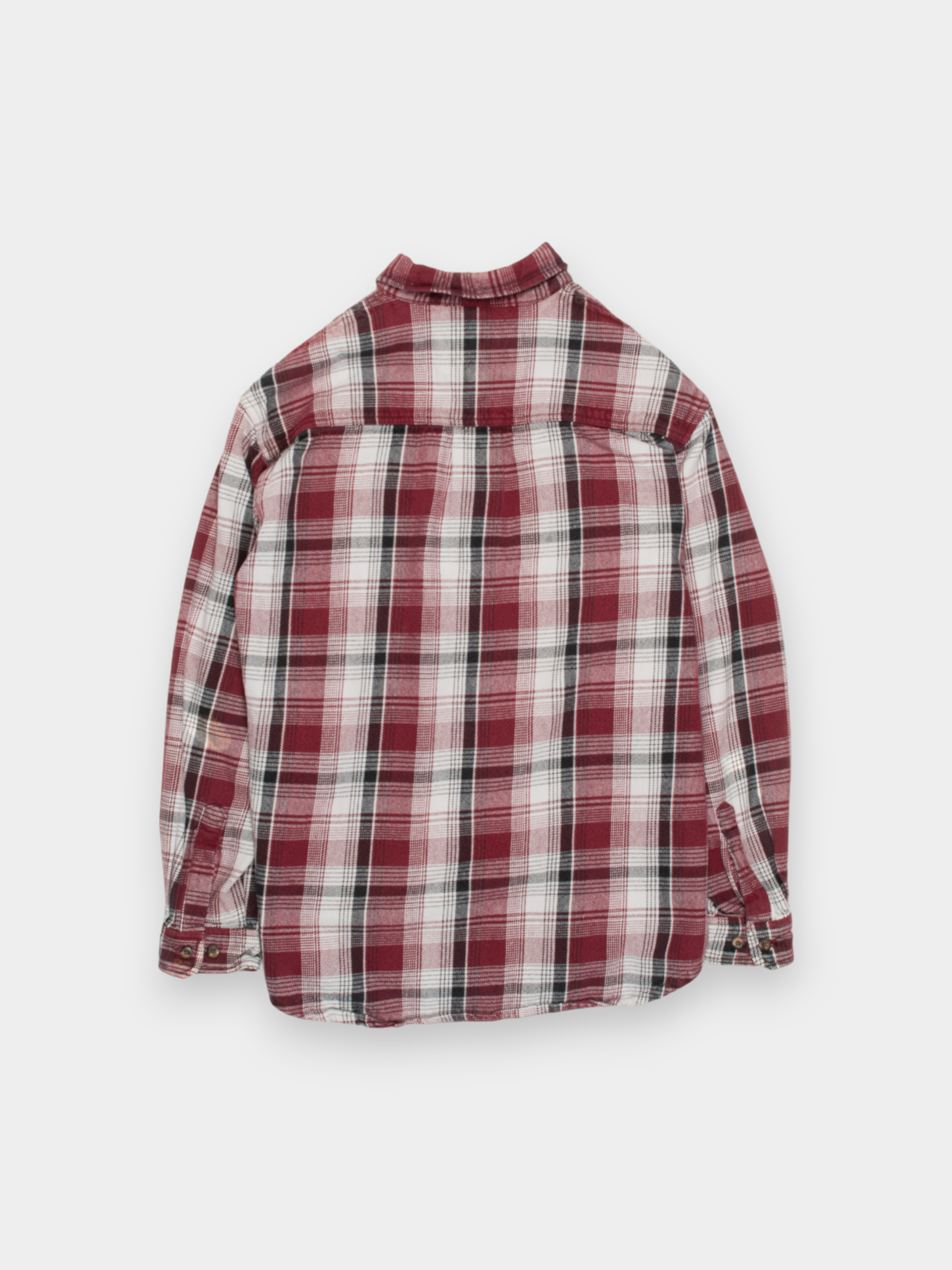 90s Craftsman Red Black Plaid Cotton Shirt M - The Thrift