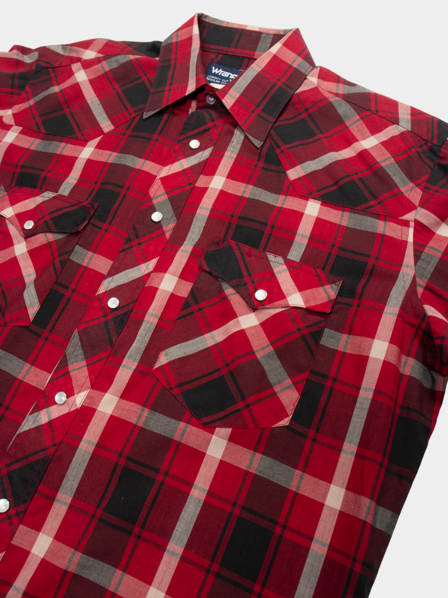 90s Wrangler Red Plaid Cowboy Western Shirt M - The Thrift