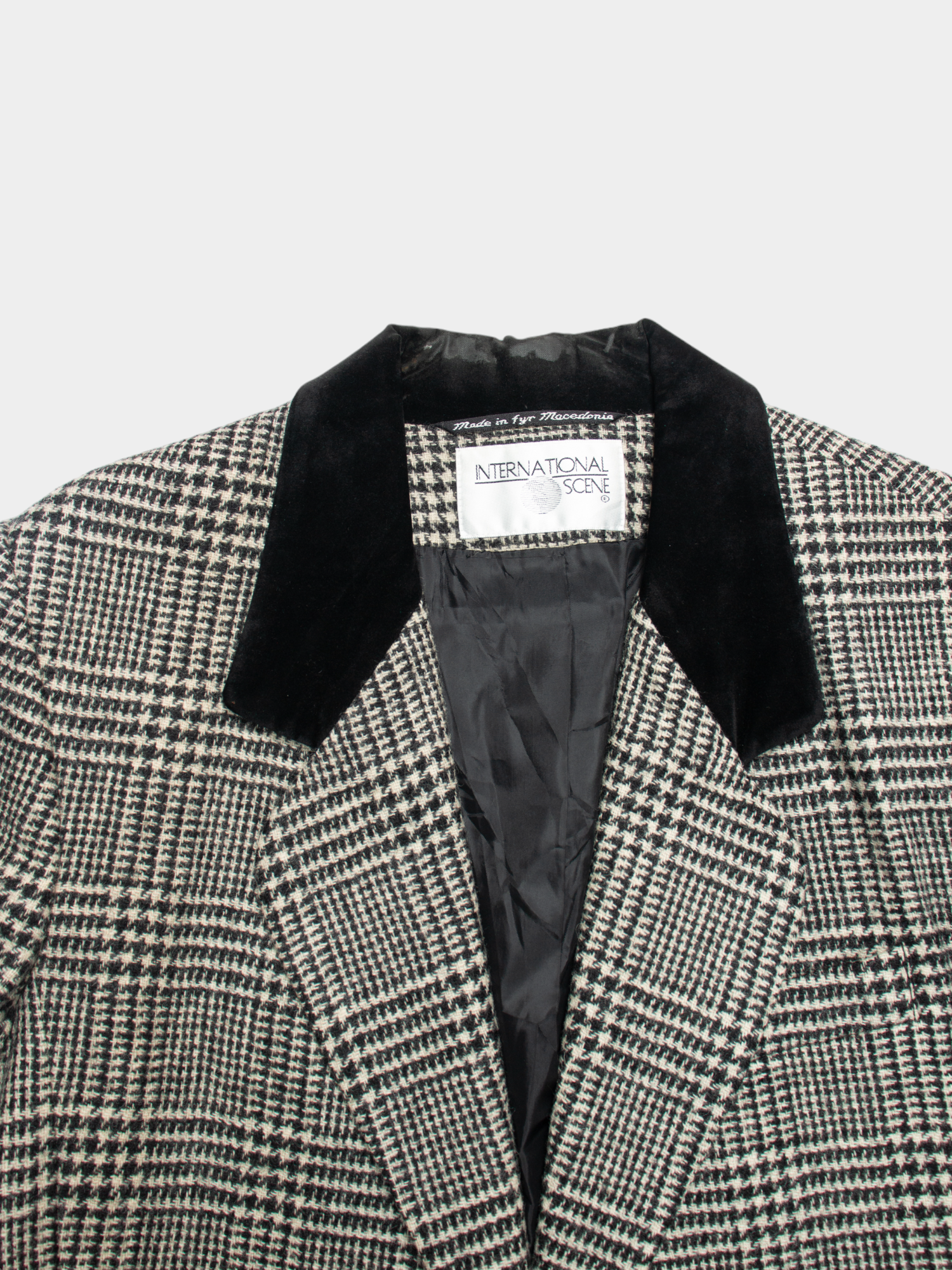 90s International Scene Black & White Plaid Vintage Blazer S - The Thrift