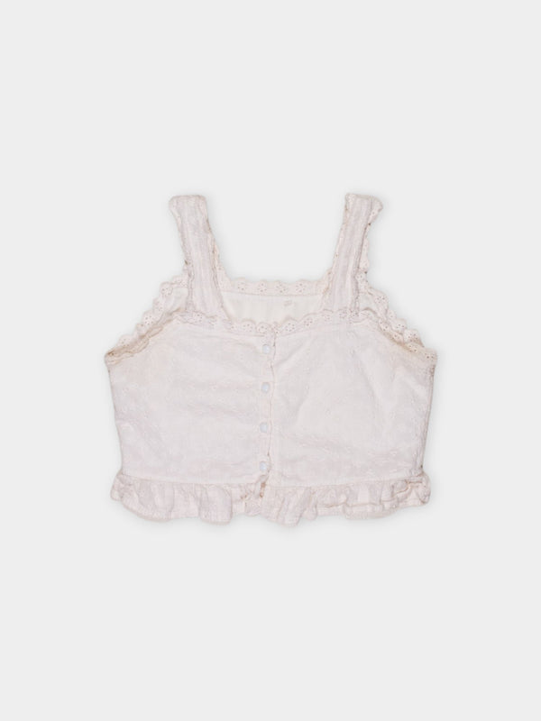 Y2K White Lace Crop Top UK 6