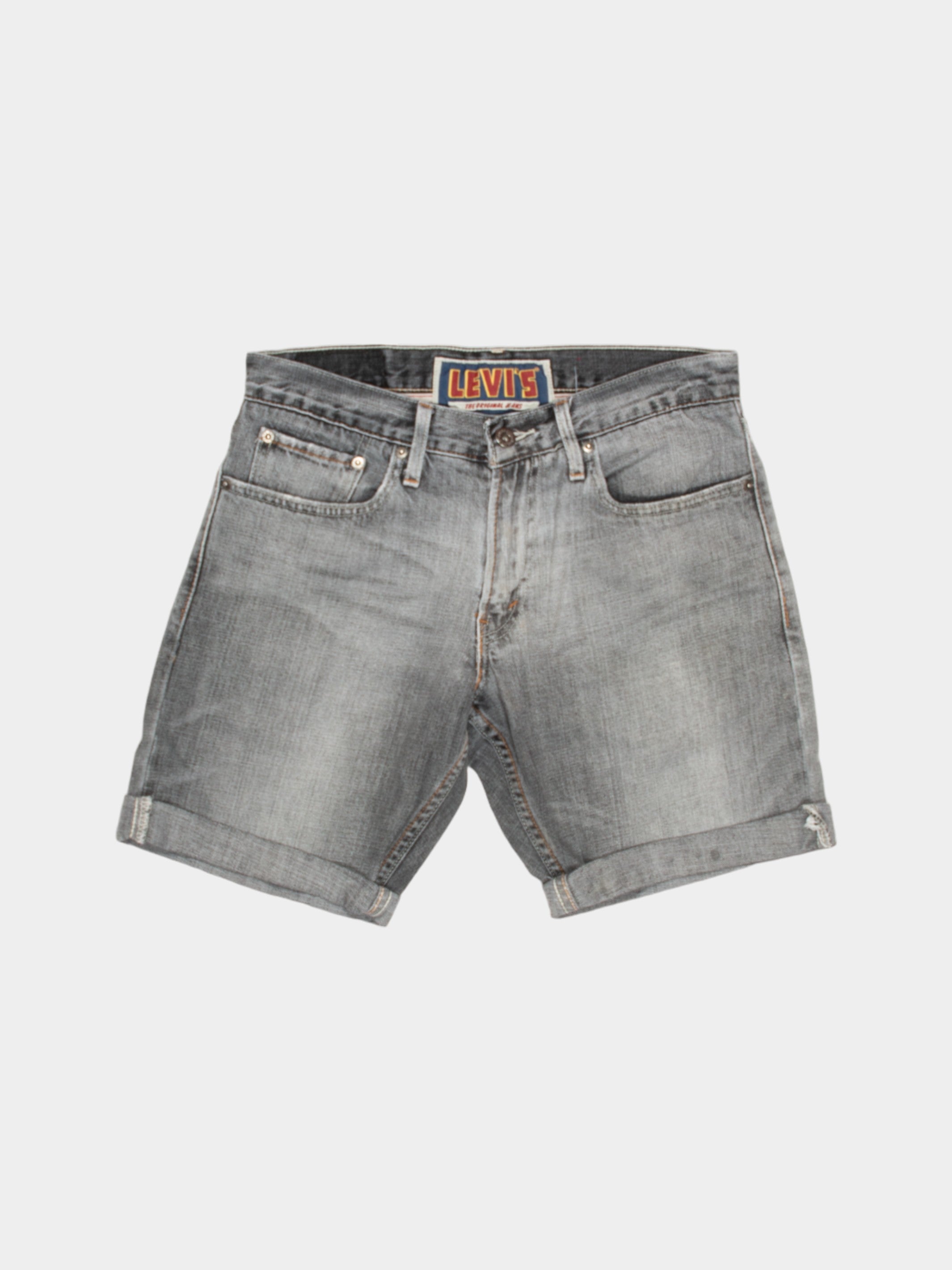 00s Levi's Grey Slim Straight 514 Denim Shorts 30W - The Thrift