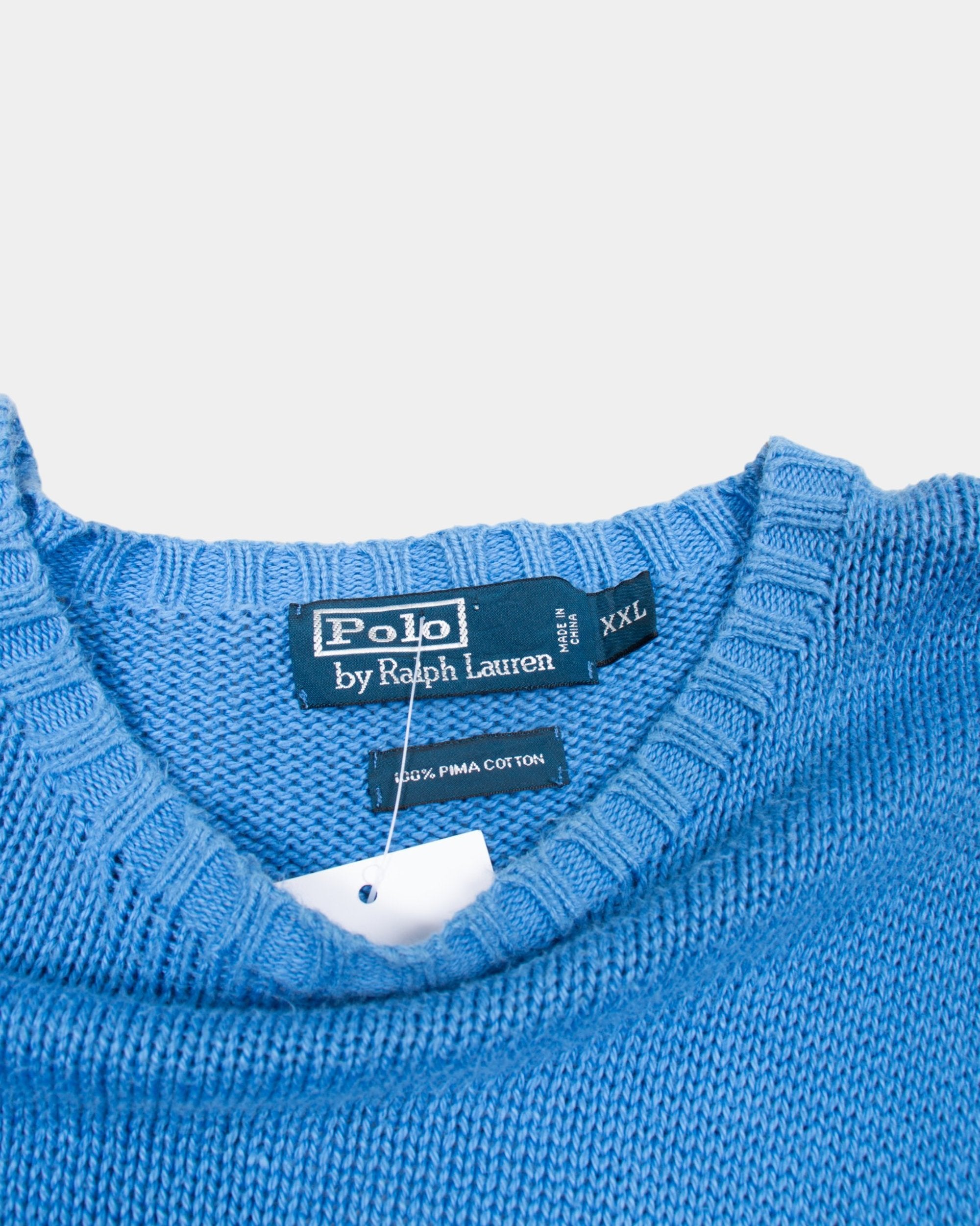 90s Polo Ralph Lauren Blue Cotton Sweater XXL - The Thrift