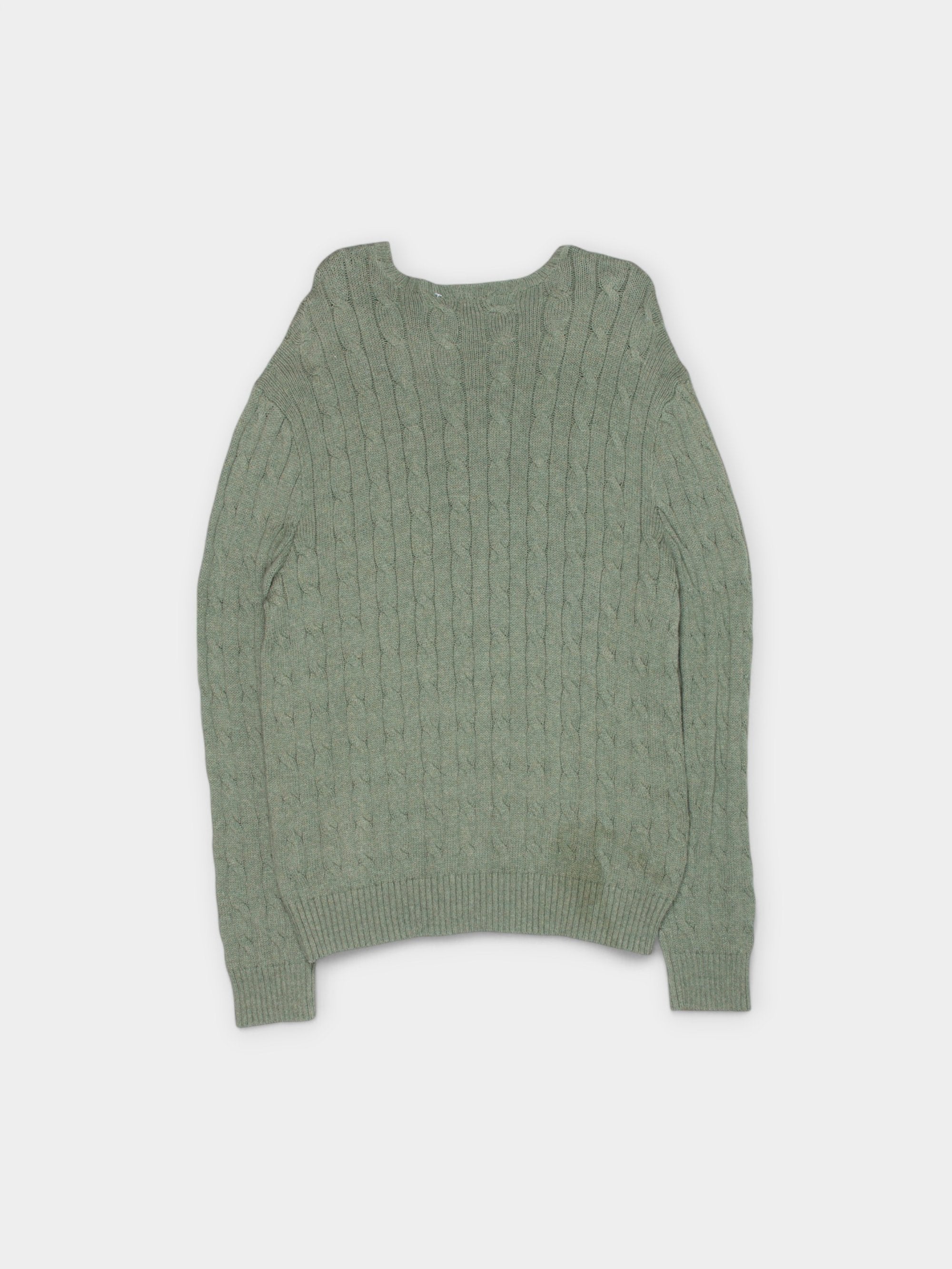 90s Polo Ralph Lauren Green Cable Knit Sweater XL - The Thrift