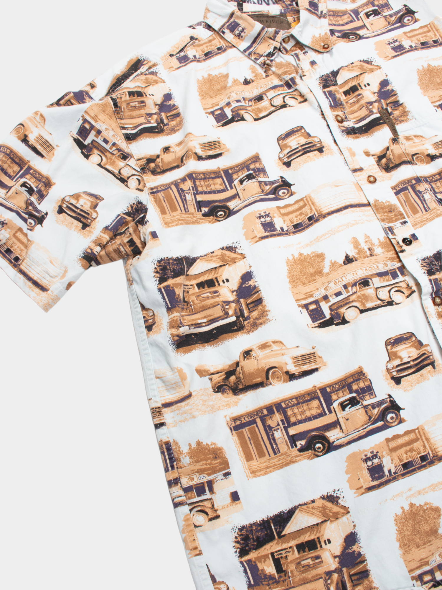 Vintage North River Multicoloured Car Print Button-Up Shirt L - The Thrift