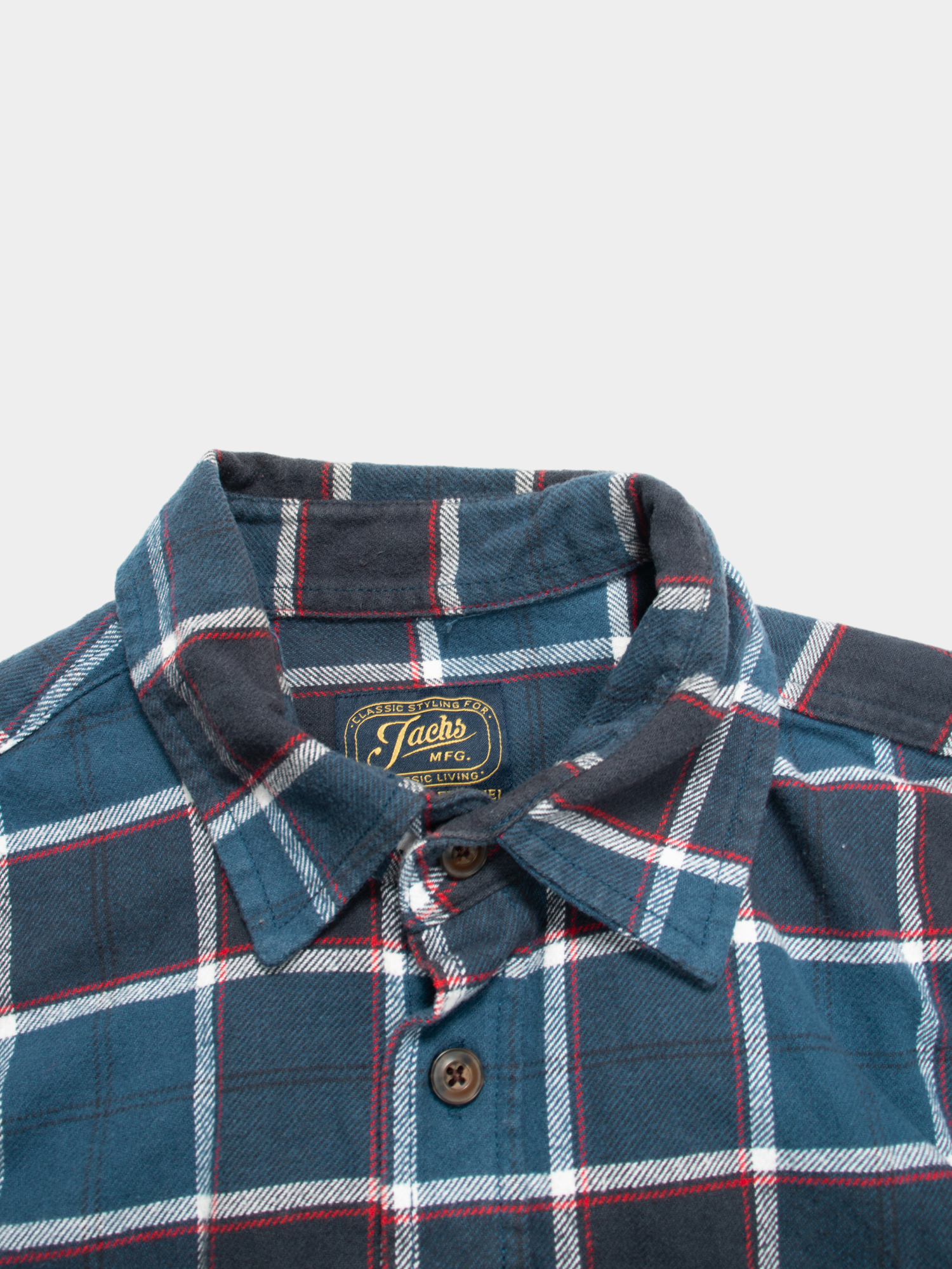 Jachs Navy Checked Heritage Flannel Shirt M - The Thrift