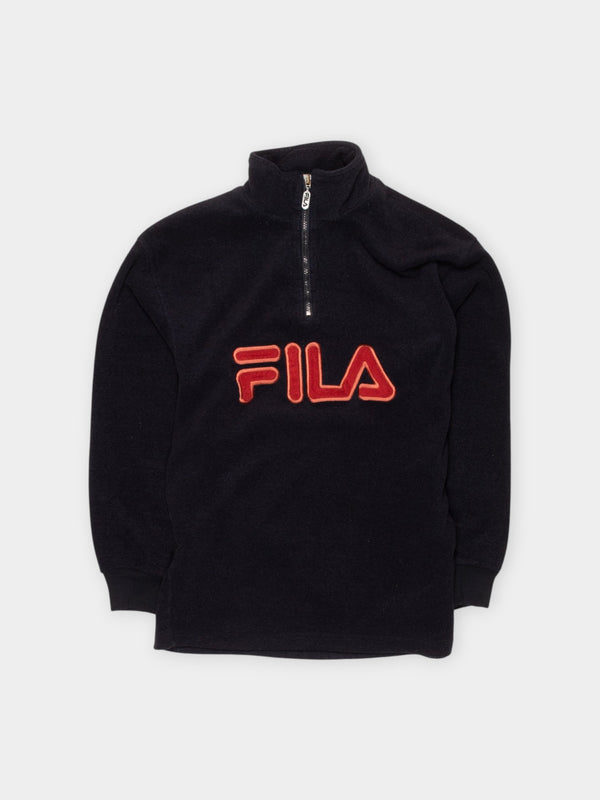 90s FILA Black Spell Out Fleece M - The Thrift