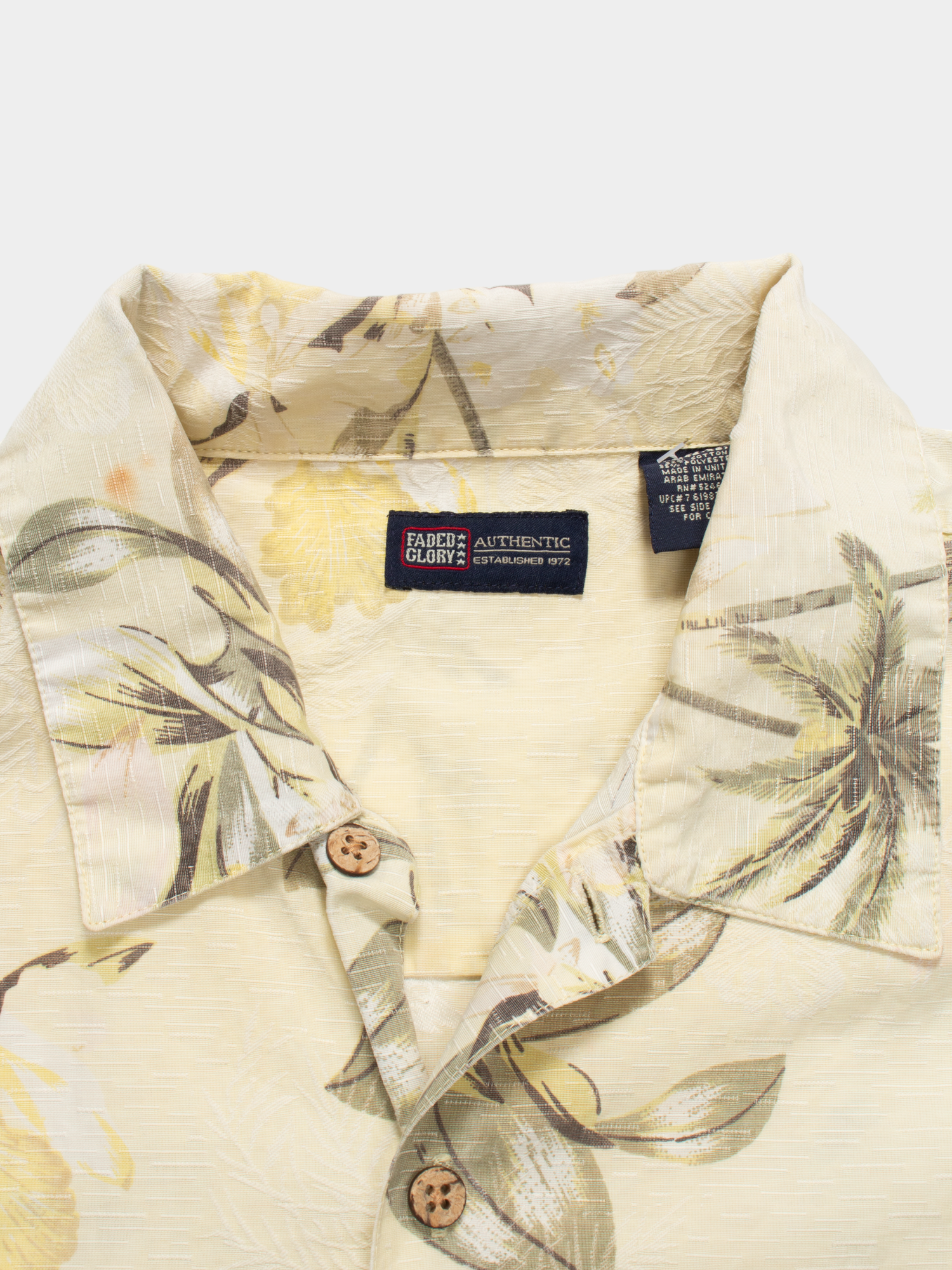 00s Faded Glory Yellow Floral Hawaiian Shirt L - The Thrift
