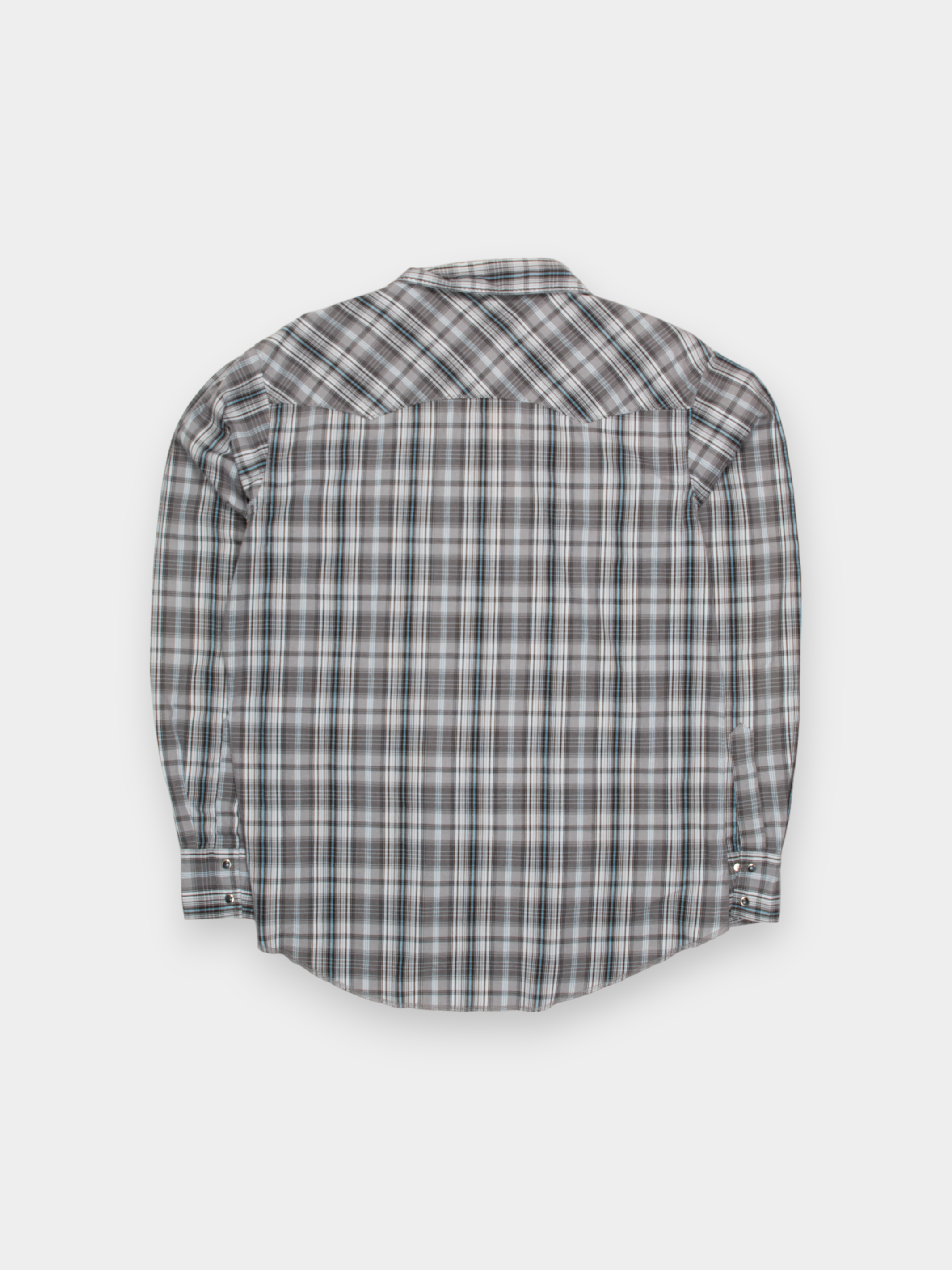 00s Wrangler Grey Plaid Western Shirt M - The Thrift