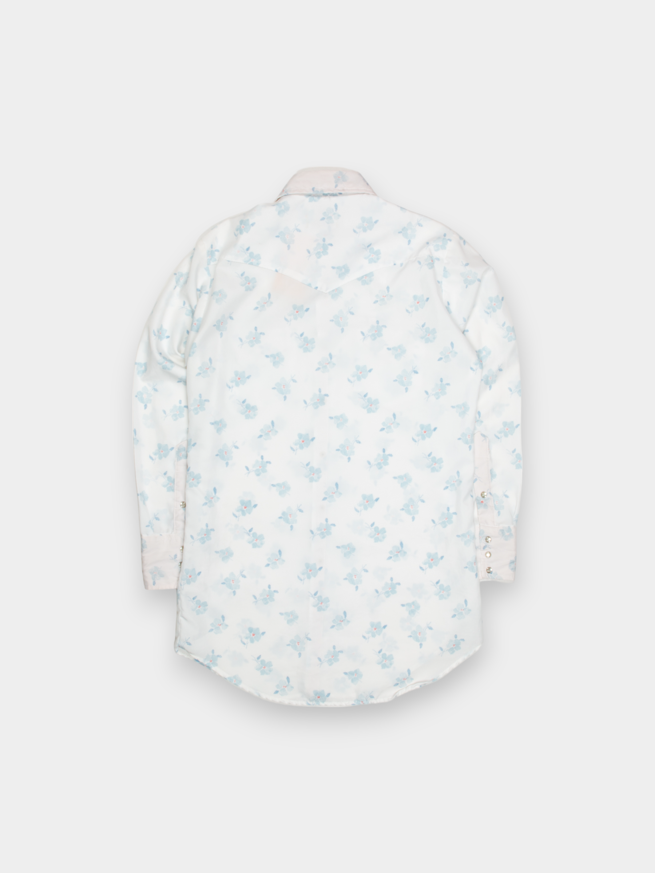 90s Lee White Blue Floral Pattern Button Western Shirt M - The Thrift