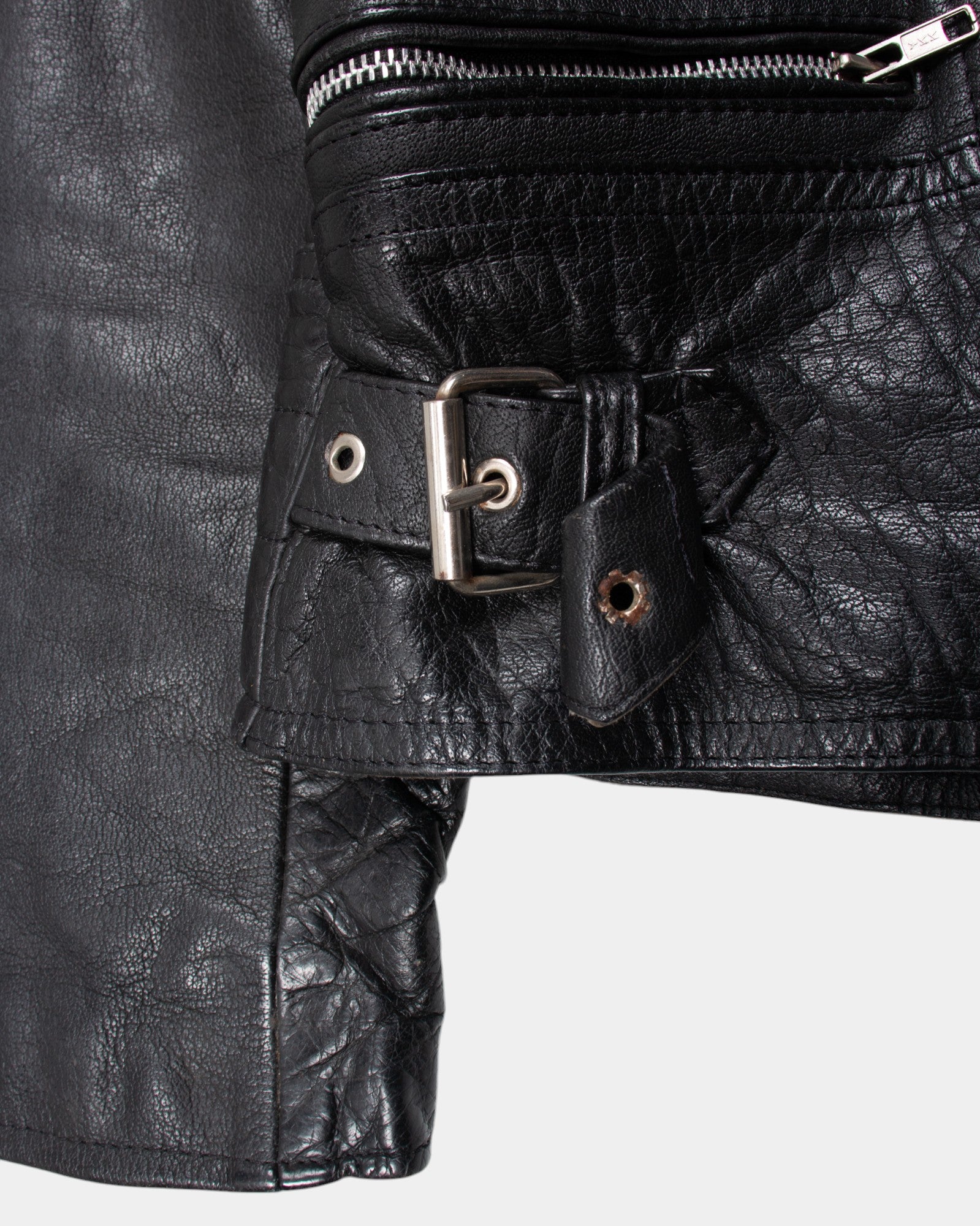 Vintage Real Cow Hide Black Biker Jacket S - The Thrift