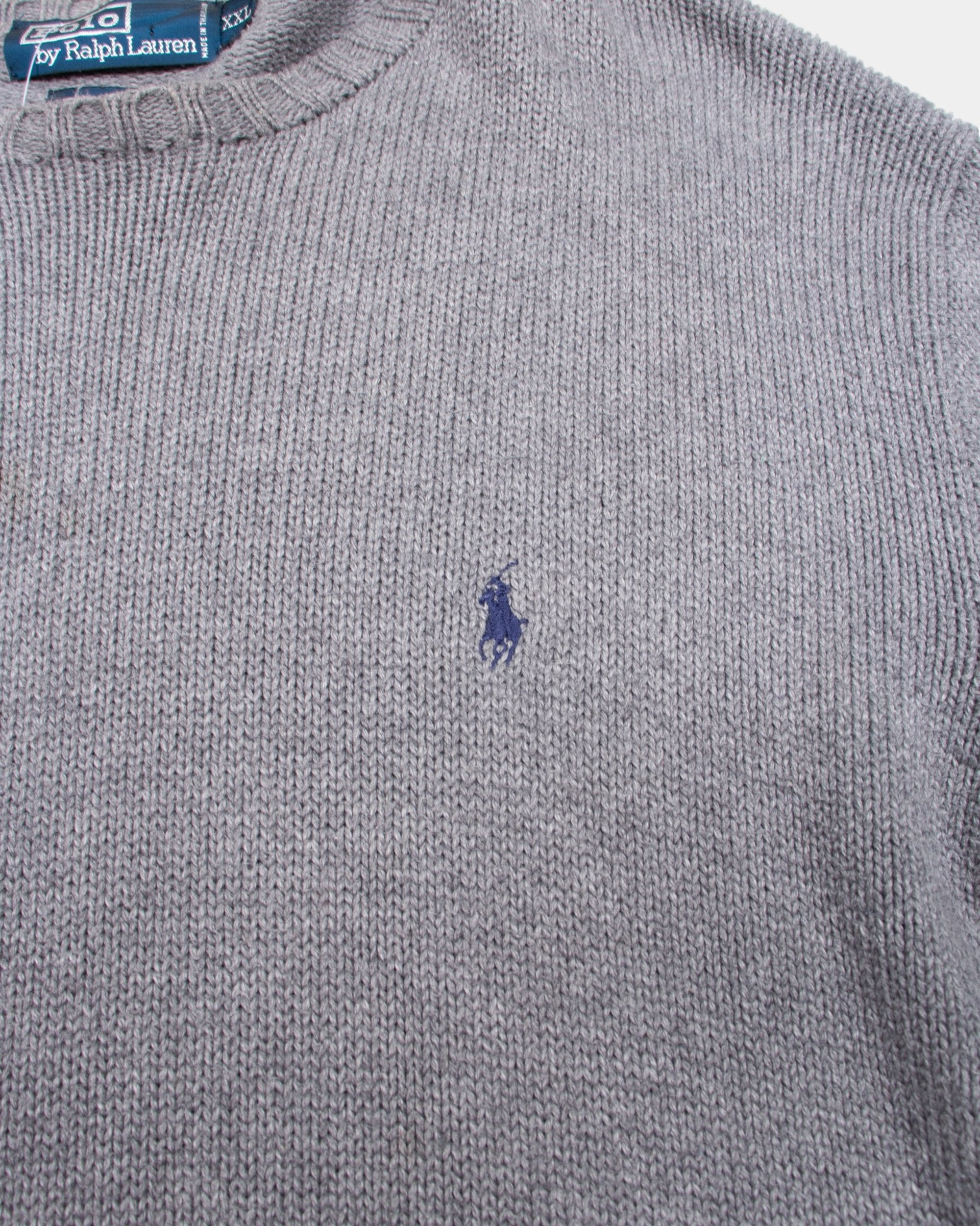 90s Polo Ralph Lauren Grey Knit Sweater XXL - The Thrift