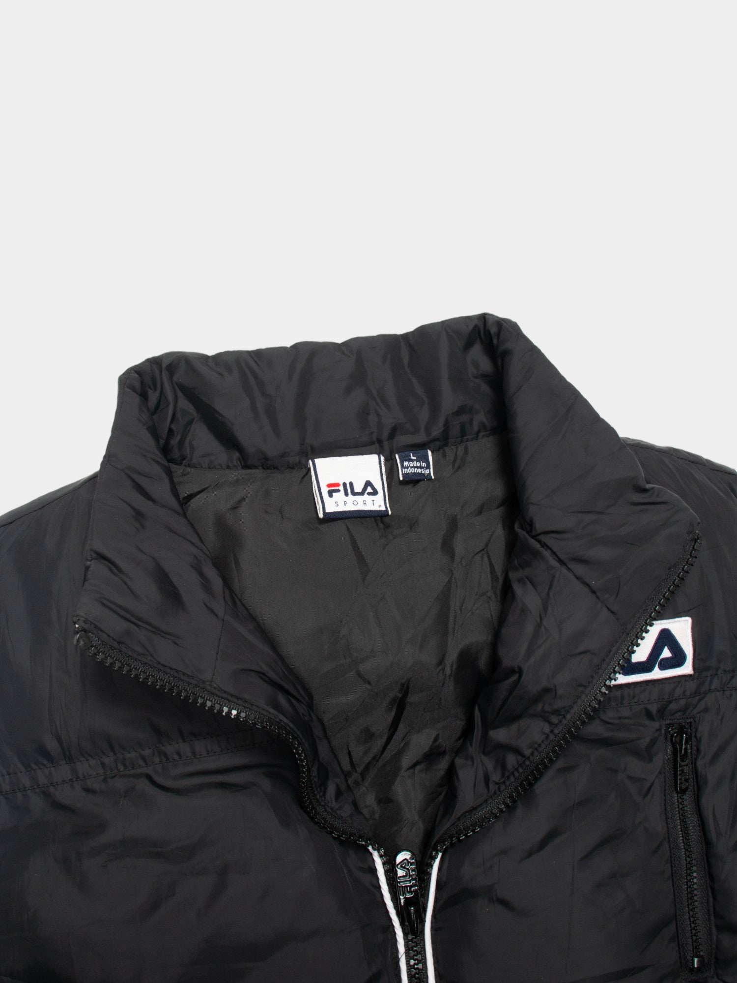 00s Fila Sport Black Puffer Vest L - The Thrift