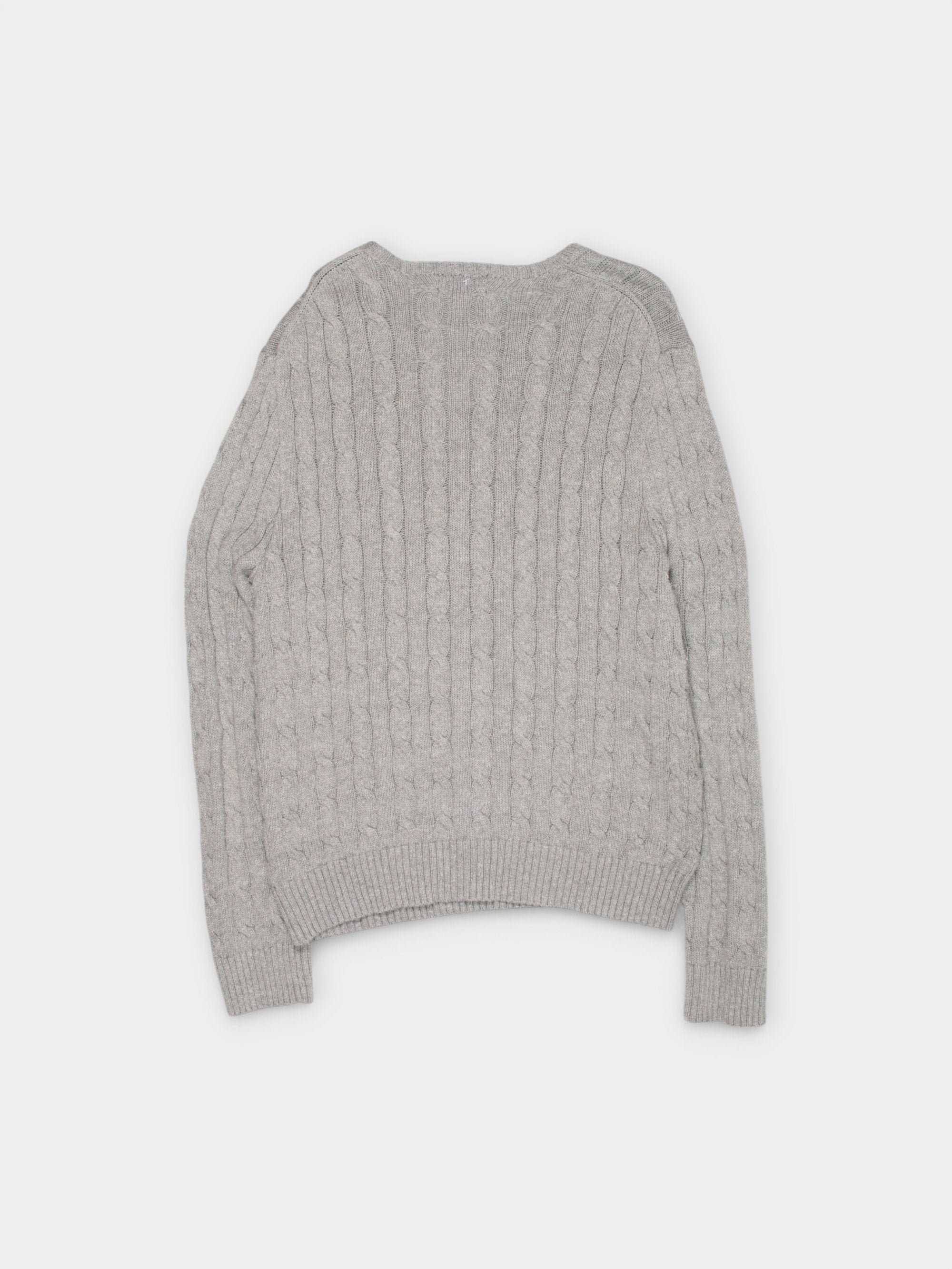 Modern Polo Ralph Lauren Grey Knit Sweater L - The Thrift