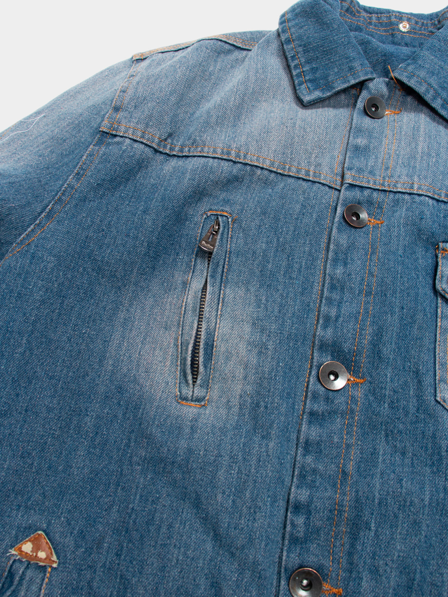 90s Blue Lined Distressed Vintage Denim Jacket M - The Thrift