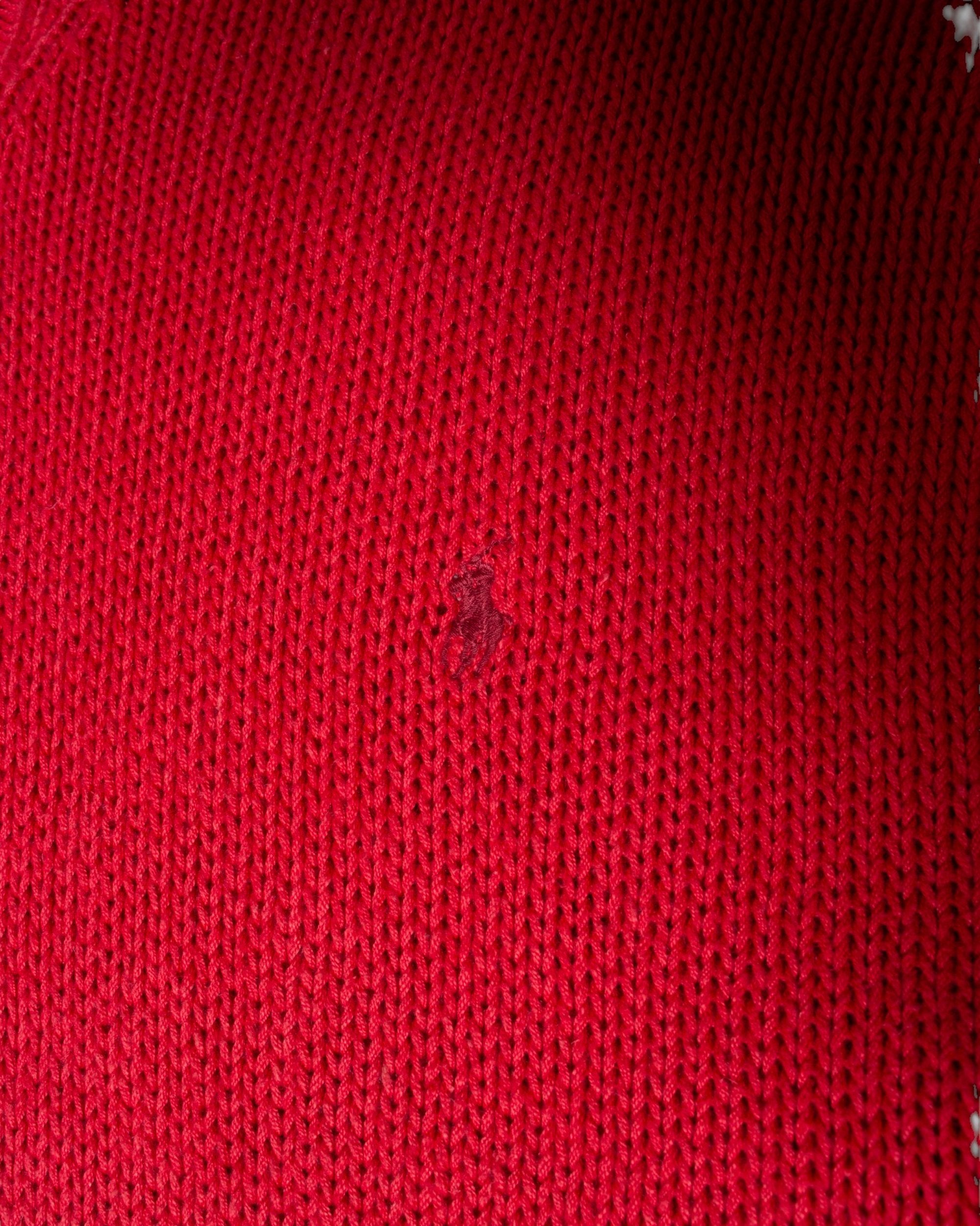 90s Polo by Ralph Lauren Red Cotton Linen Sweater XL - The Thrift