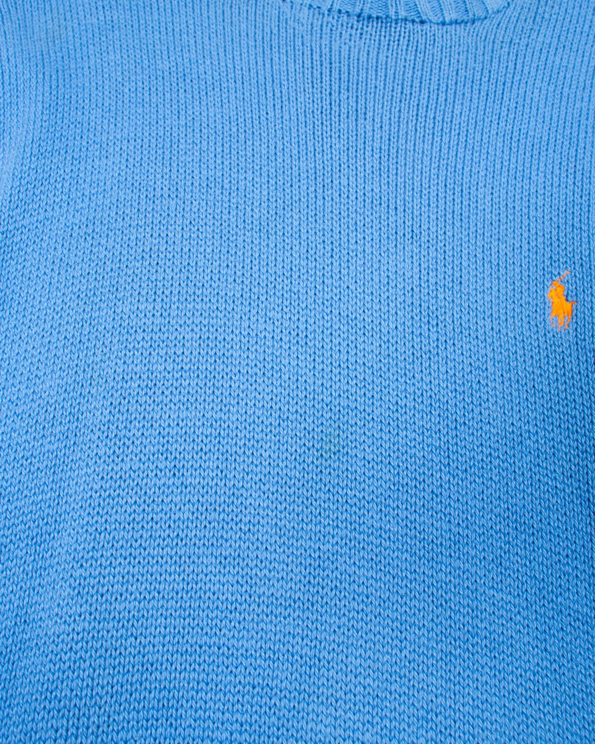90s Polo Ralph Lauren Blue Cotton Sweater XXL - The Thrift