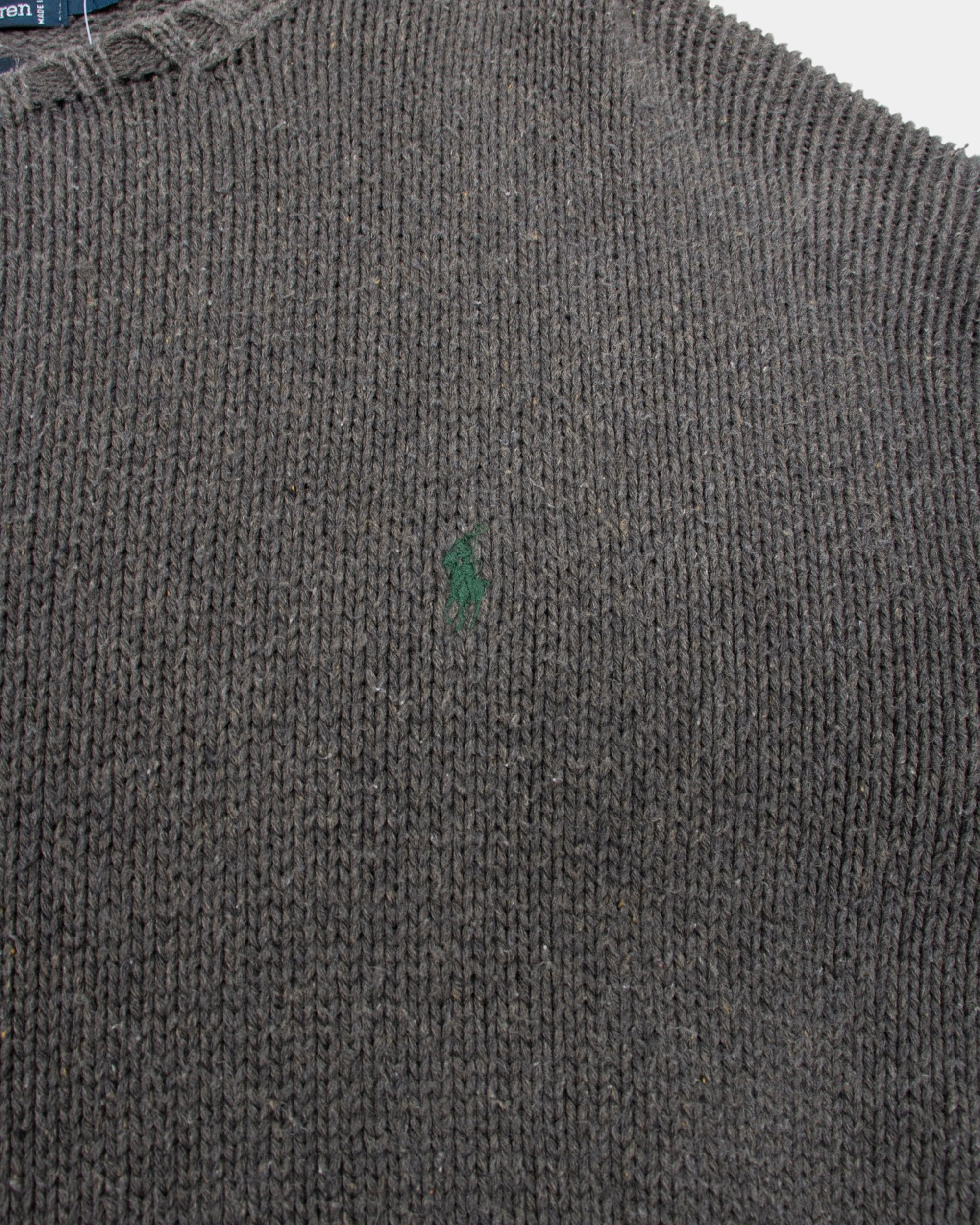 90s Polo Ralph Lauren Grey Knit Sweater XXL - The Thrift