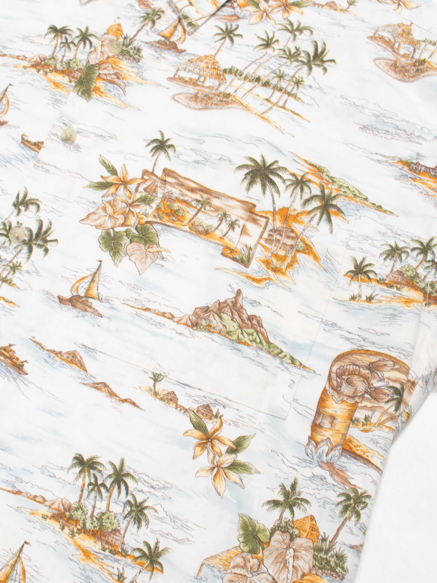 90s Pierre Cardin White Tropical Print Cotton Hawaiian Shirt XXL - The Thrift