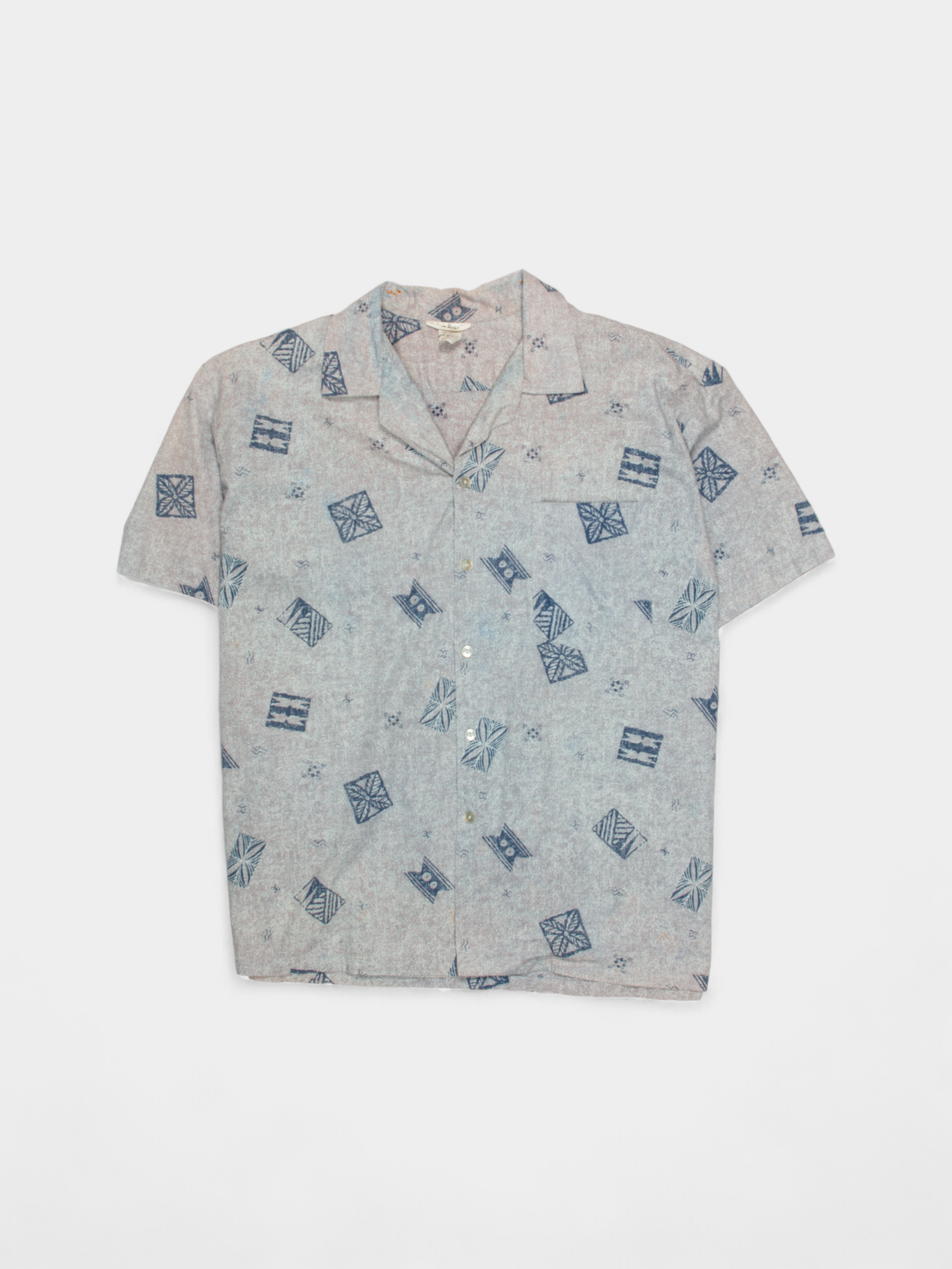 90s Faded Glory Grey Hawaiian Shirt L - The Thrift