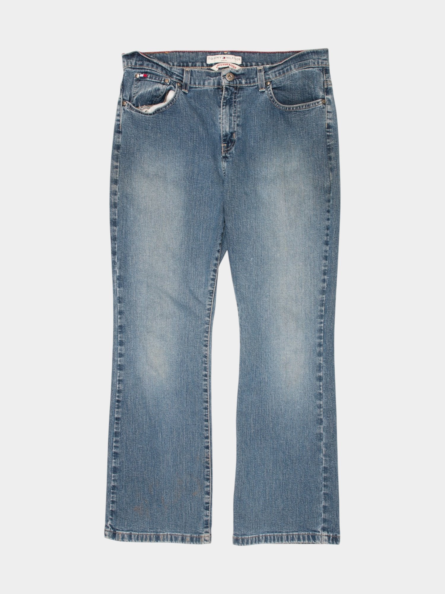 Y2K Tommy Hilfiger Blue Hipster Boot Jeans 32W 28L - The Thrift