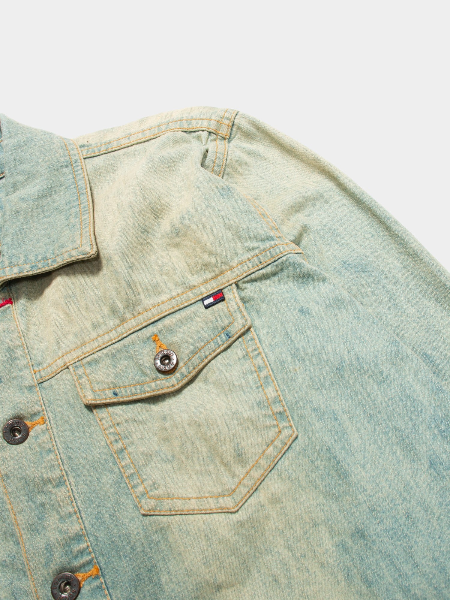 00s Tommy Hilfiger Light Blue Denim Jacket L - The Thrift