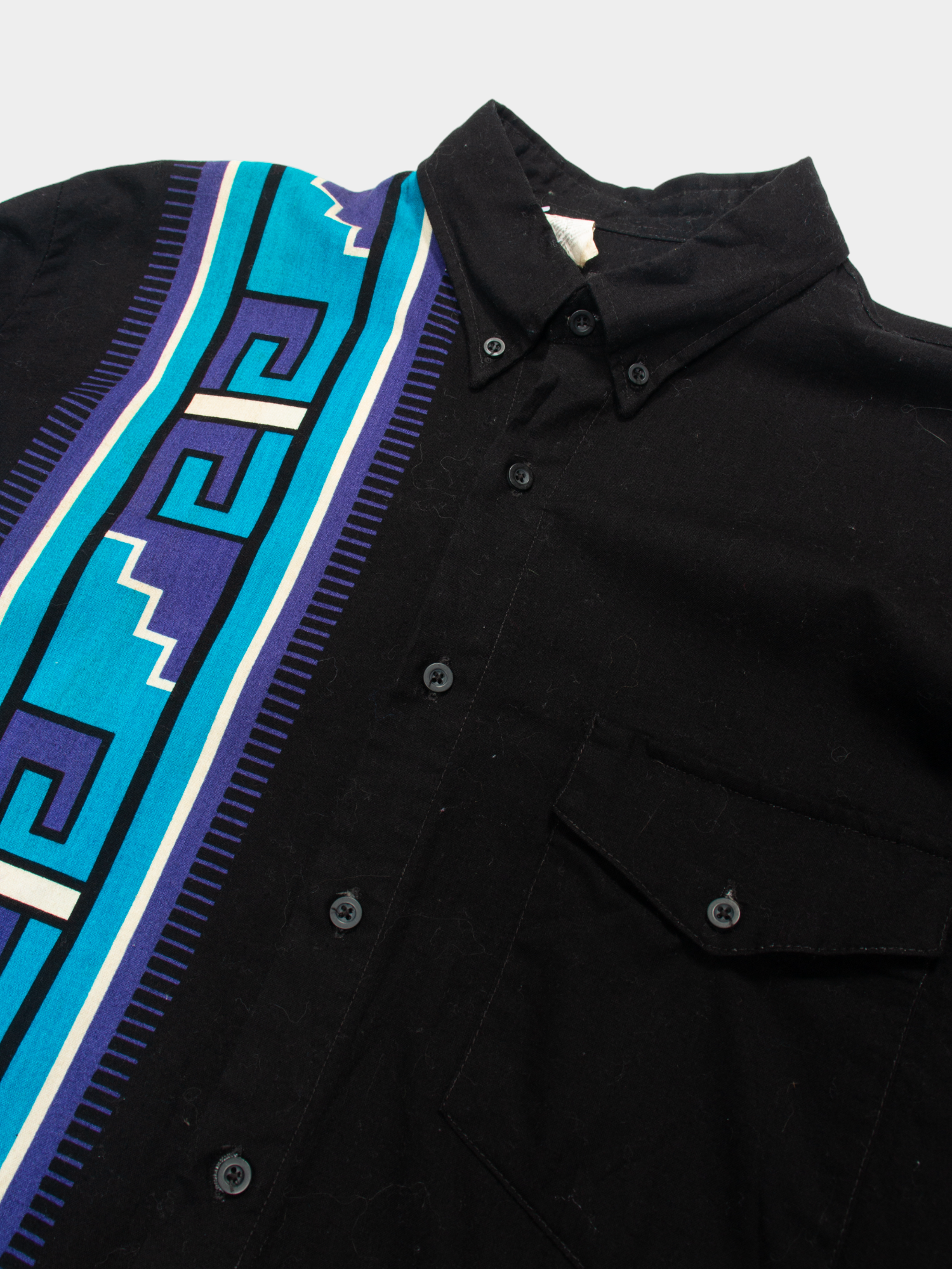 00s Roper Black Aztec Pattern Western Shirt M - The Thrift