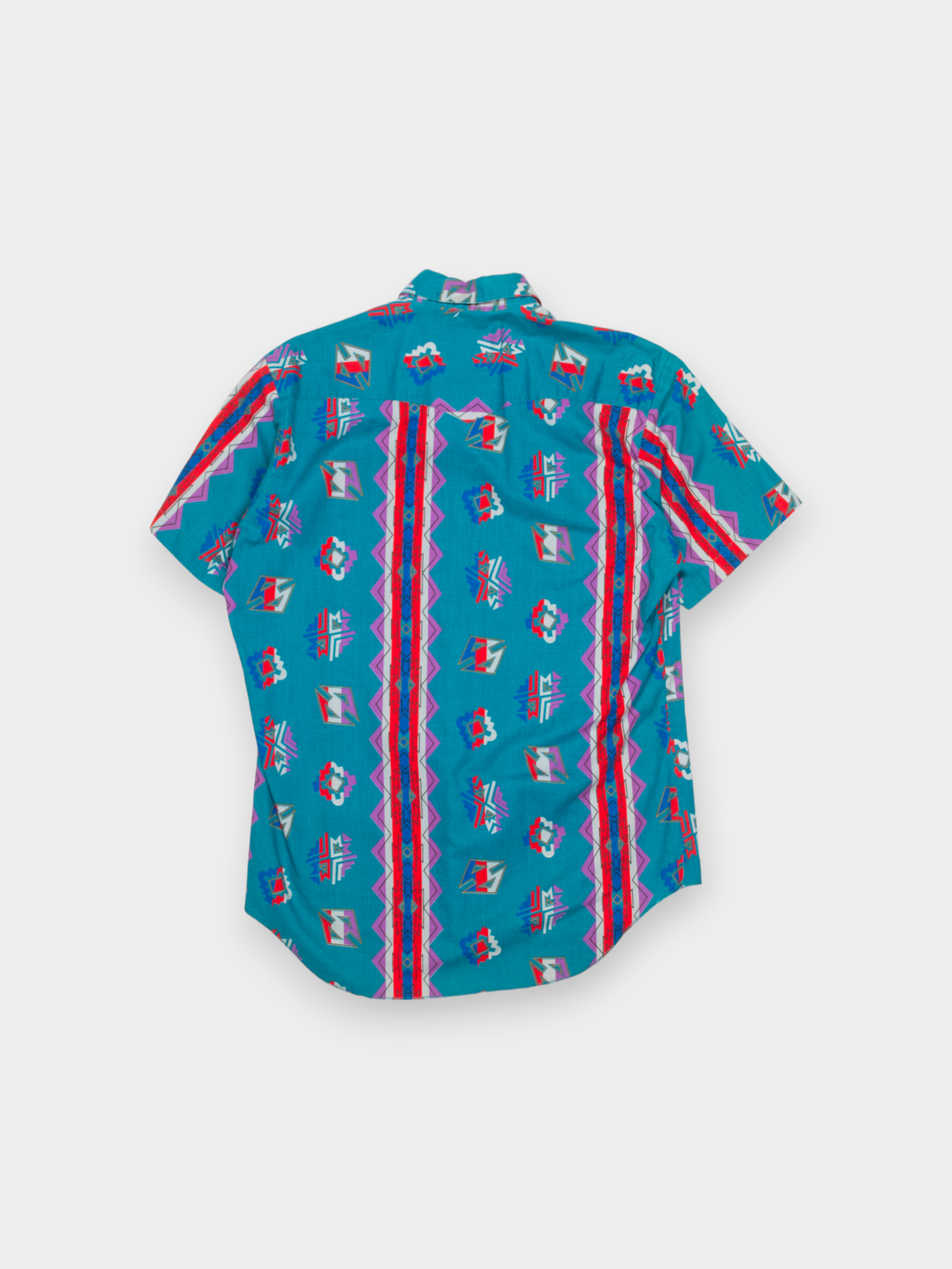 80s Wrangler Teal Multicolour Western Shirt M - The Thrift