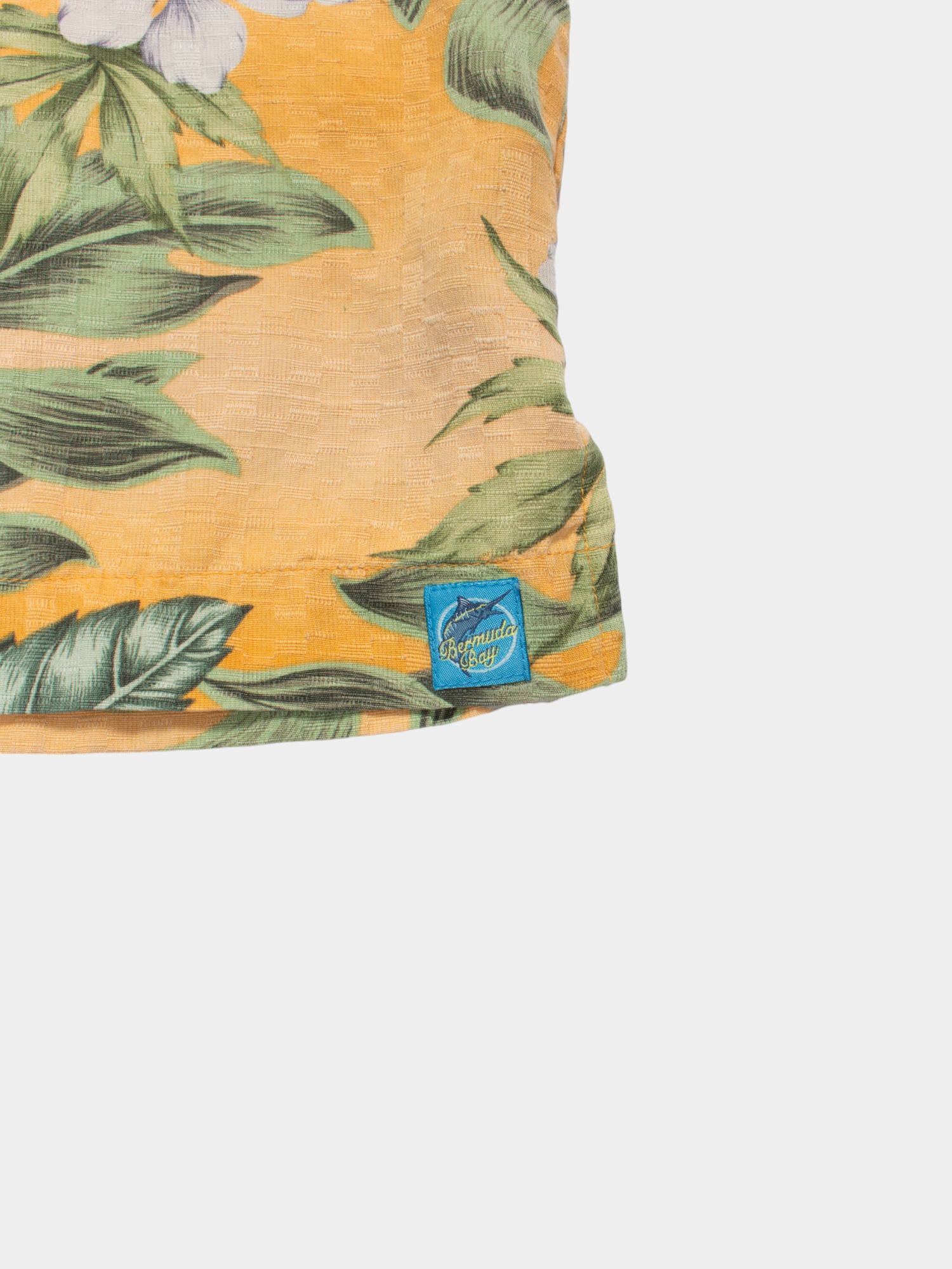90s Bermuda Bay Yellow Green Floral Hawaiian Shirt L - The Thrift