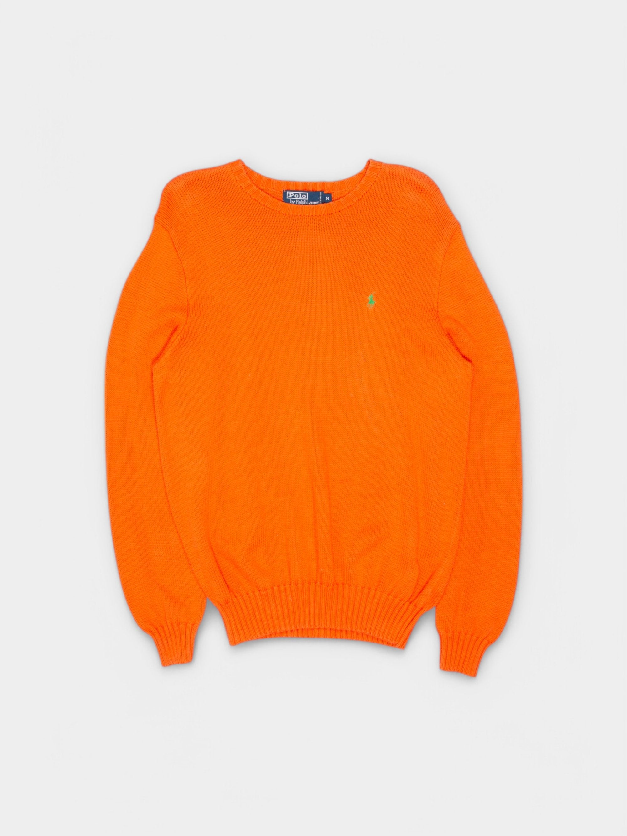 90s Polo Ralph Lauren Orange Knit Sweater M - The Thrift