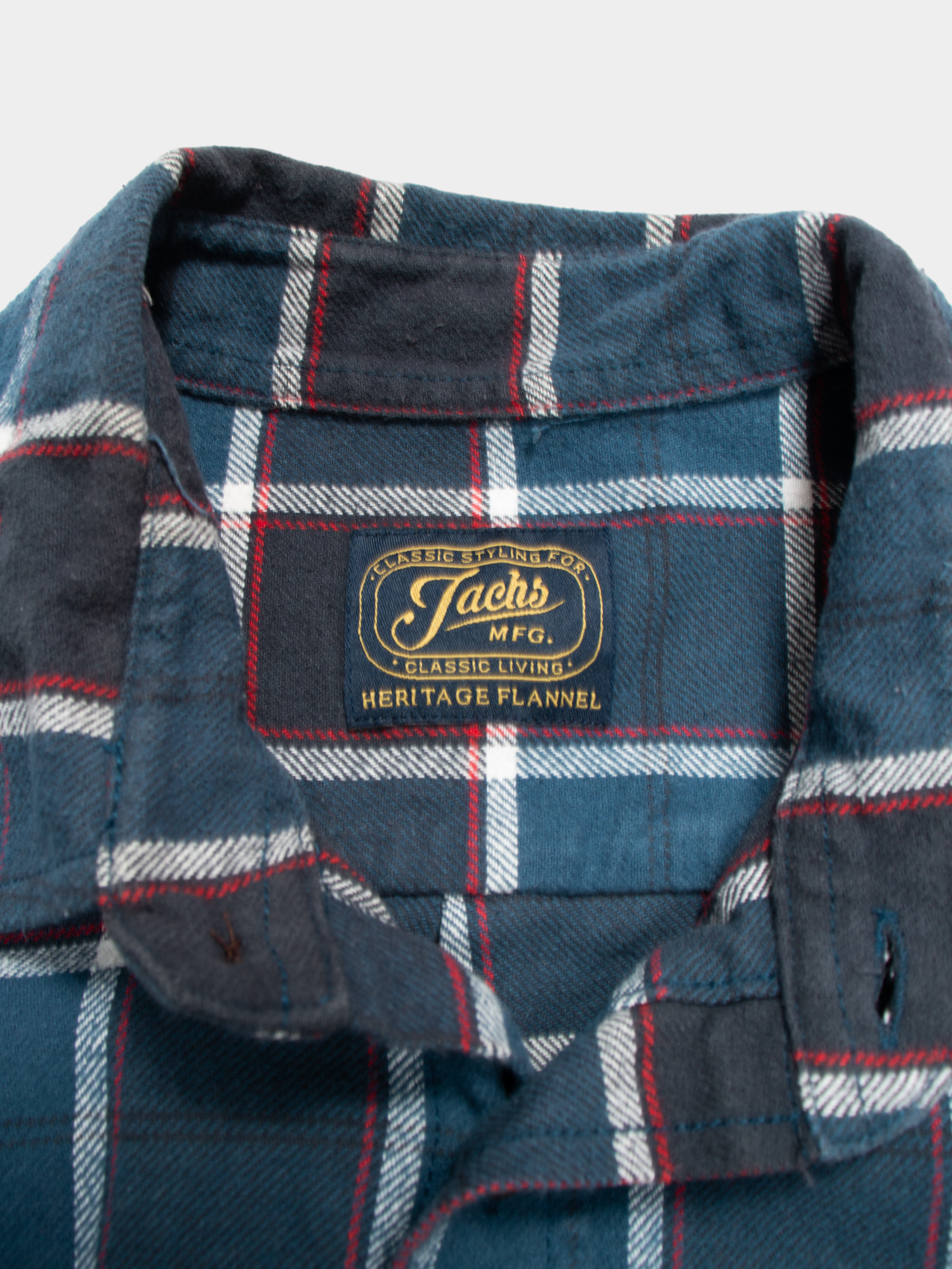 Jachs Navy Checked Heritage Flannel Shirt M - The Thrift