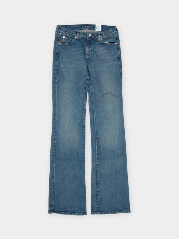 90s Armani Blue Straight Boot Cut Jeans 30W
