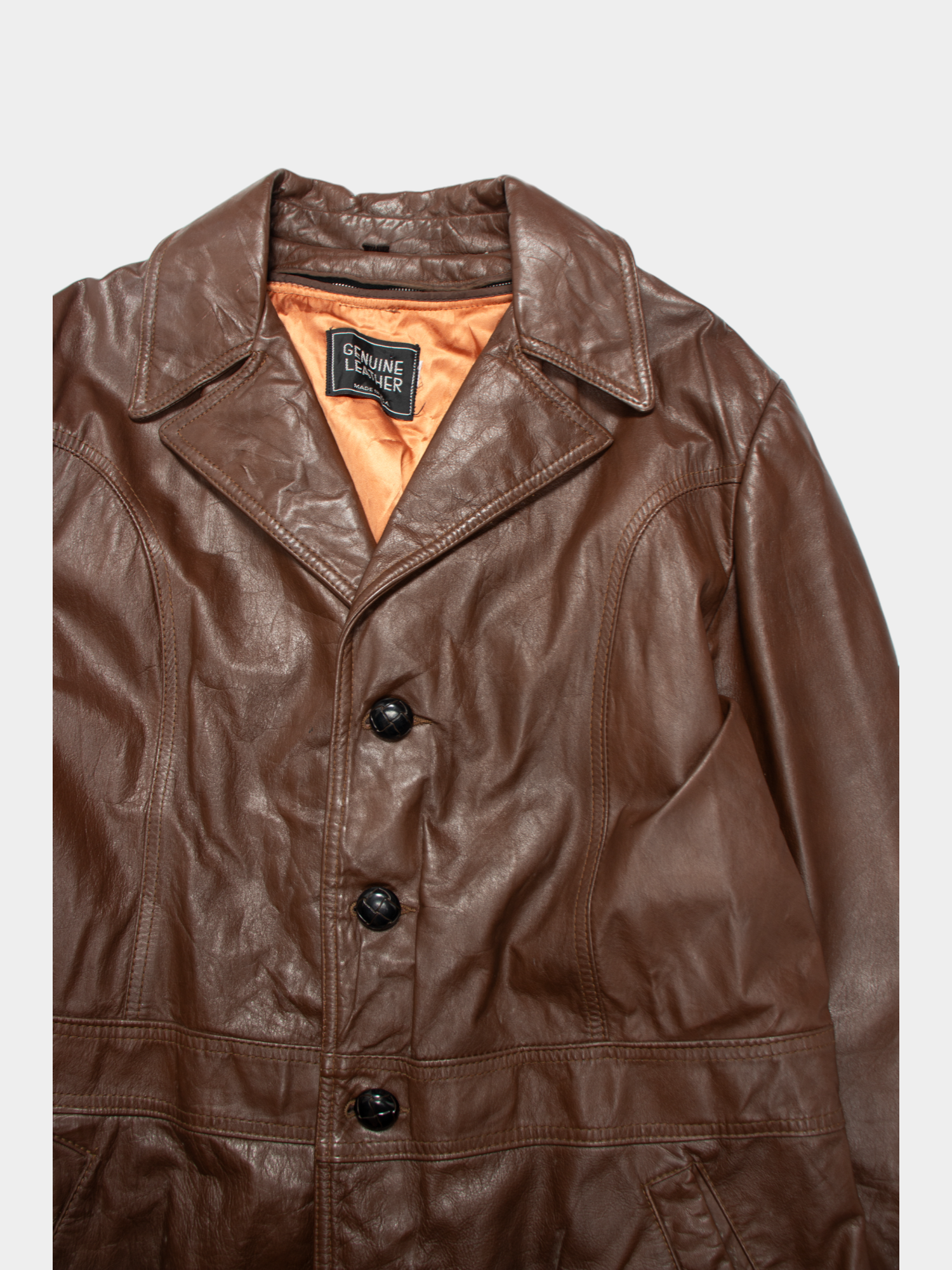 70s Genuine Leather Brown Jacket XXL - The Thrift