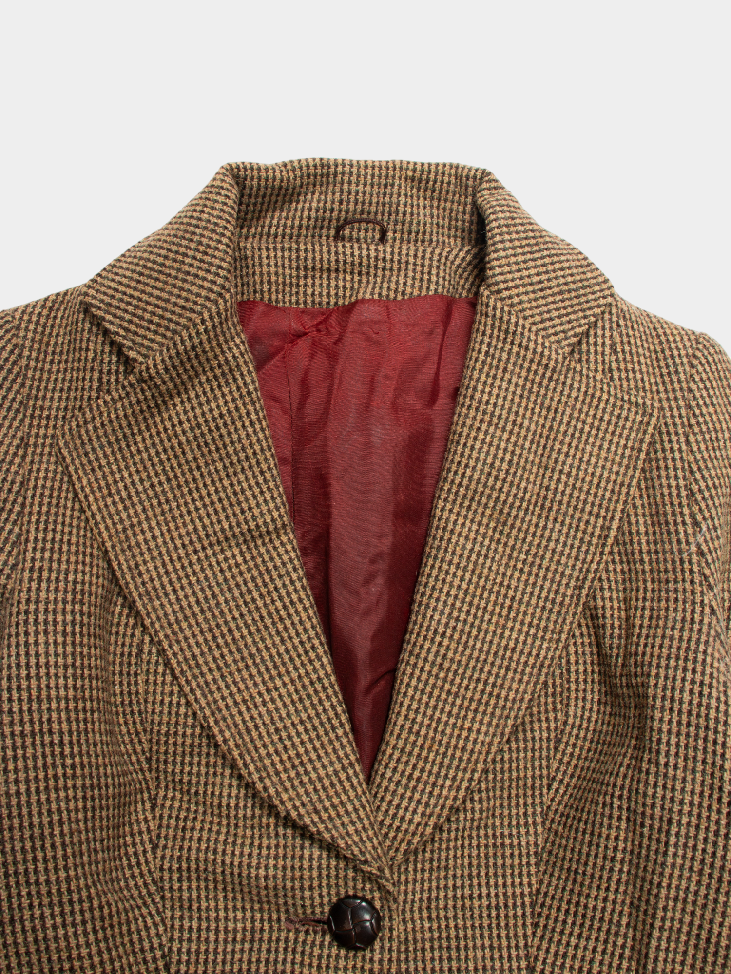 90s Vintage Brown Check Wool Blazer with Elbow Patches S - The Thrift