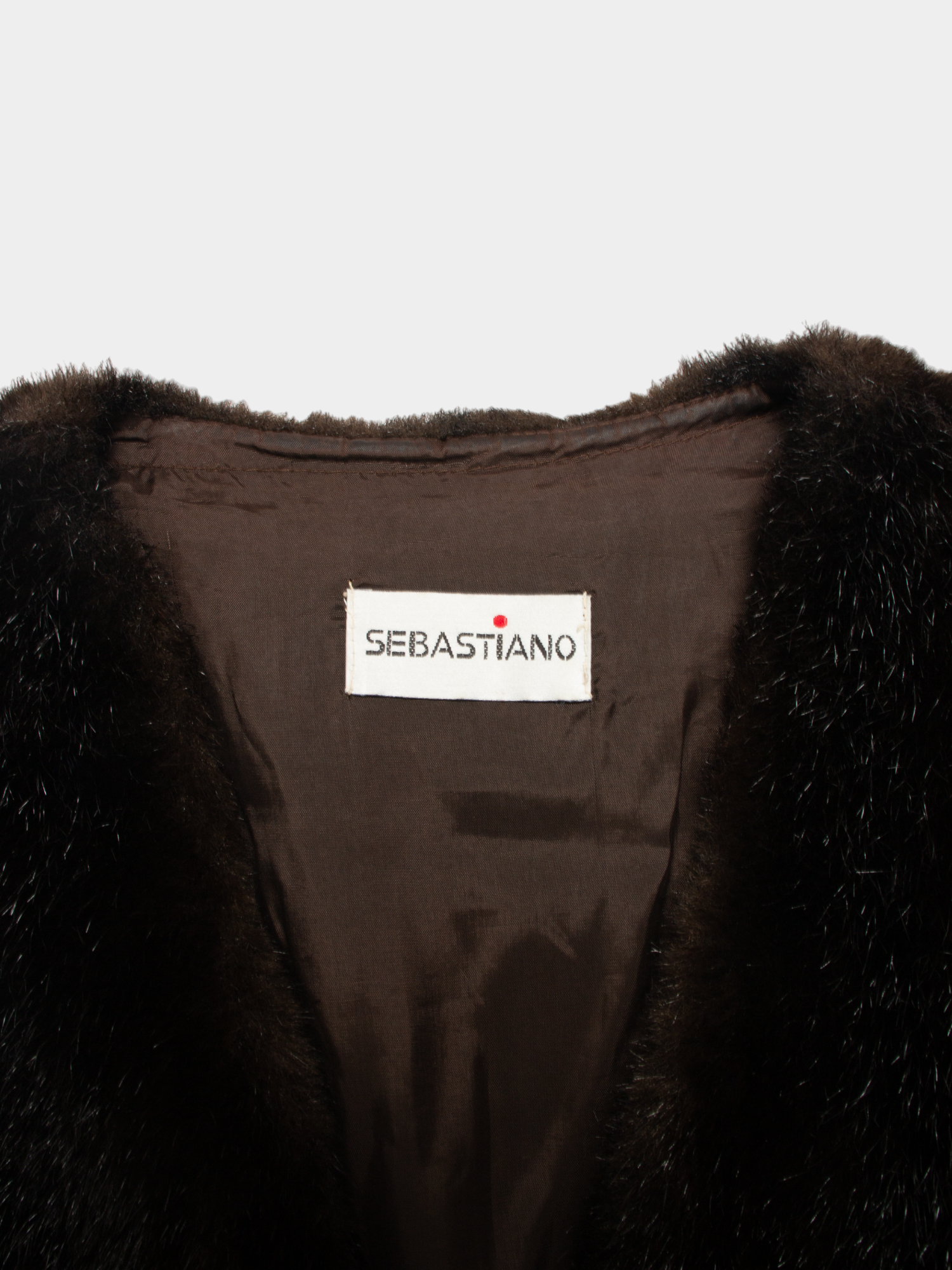 80s Sebastiano Brown Faux Fur Vest Sleeveless M - The Thrift