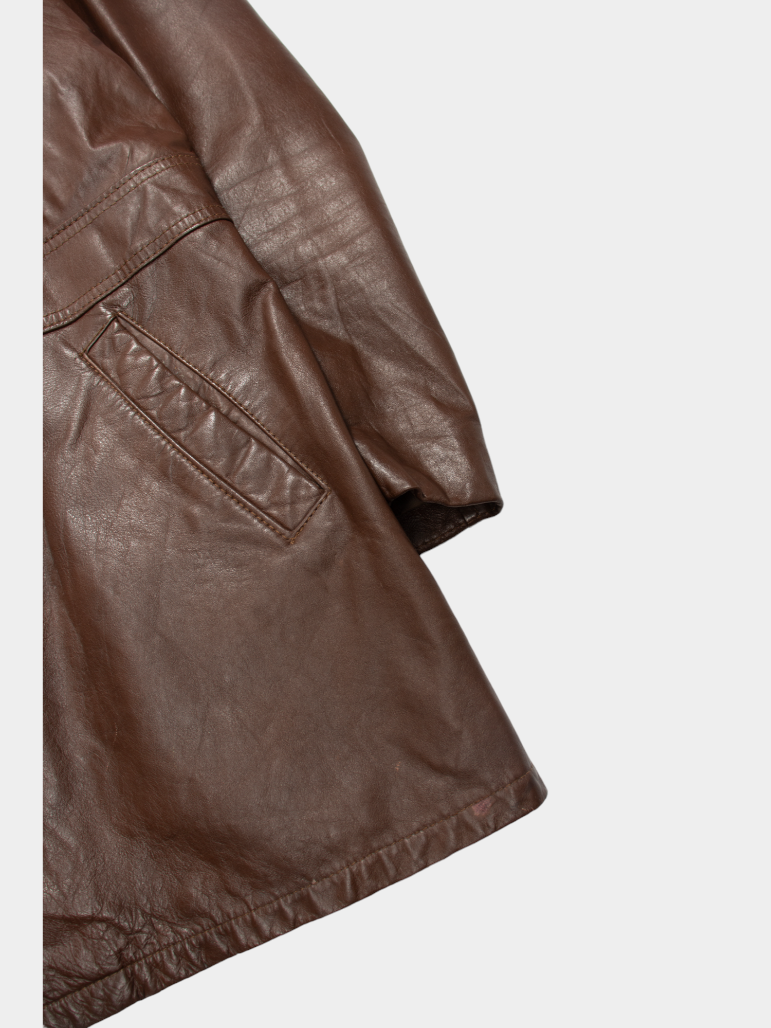 70s Genuine Leather Brown Jacket XXL - The Thrift