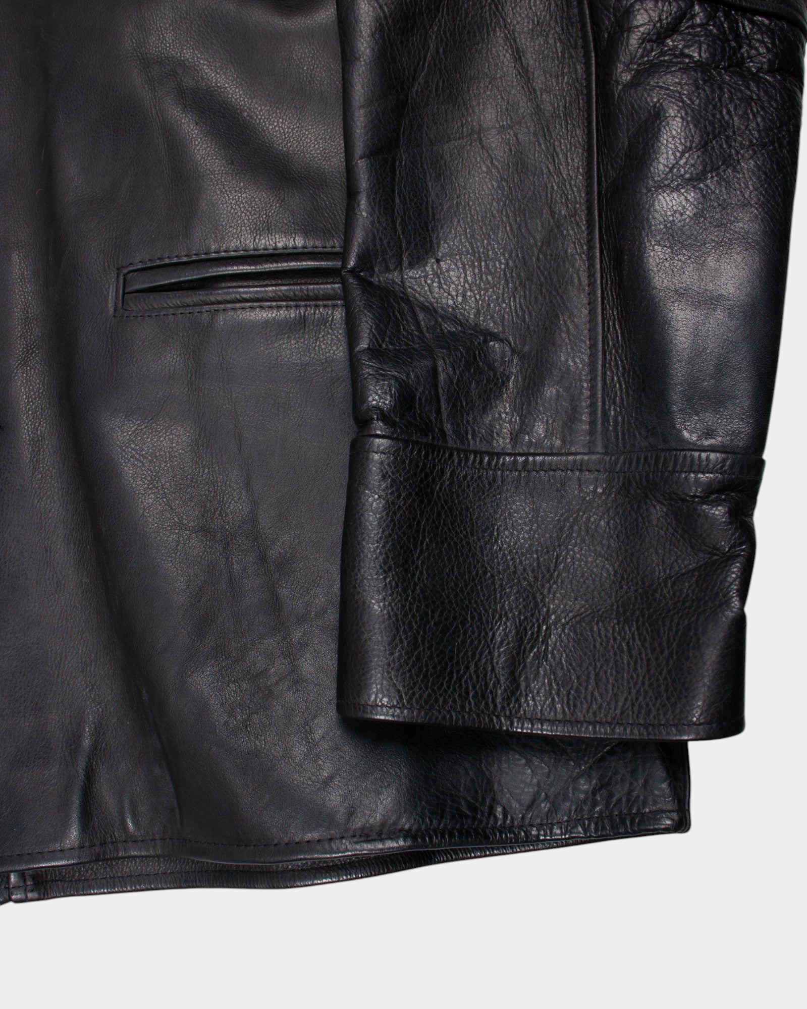 Vintage Real Leather Black Jacket XL - The Thrift