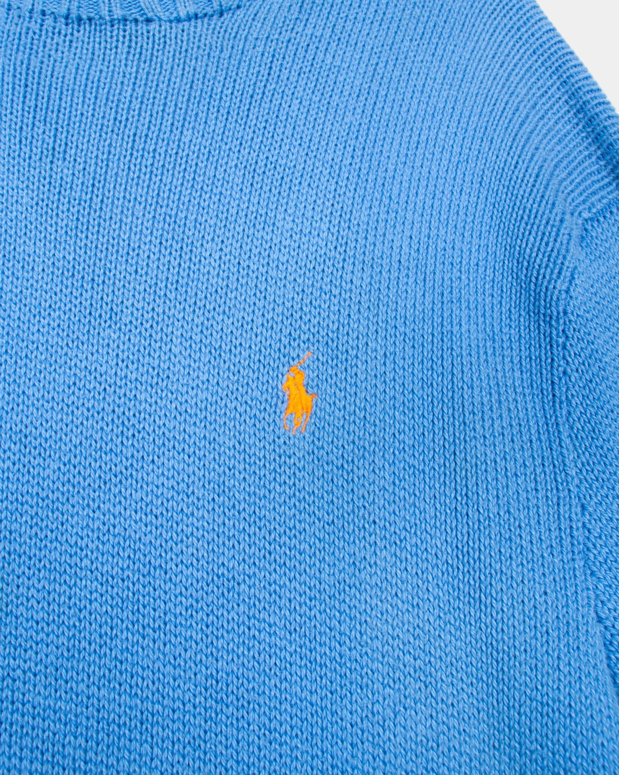 90s Polo Ralph Lauren Blue Cotton Sweater XXL - The Thrift